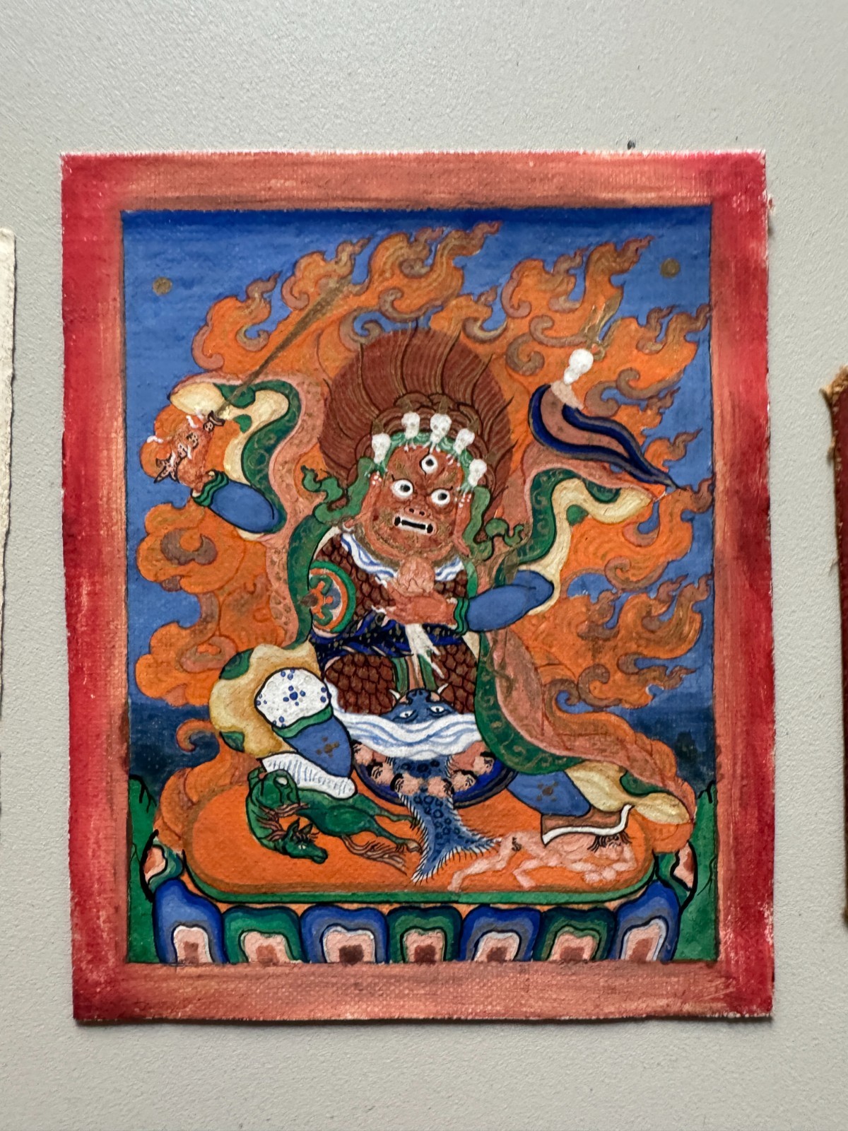 Antique Tibetan Tsakli Set of 4 Initiation Cards Begtse Protector Hand Painted