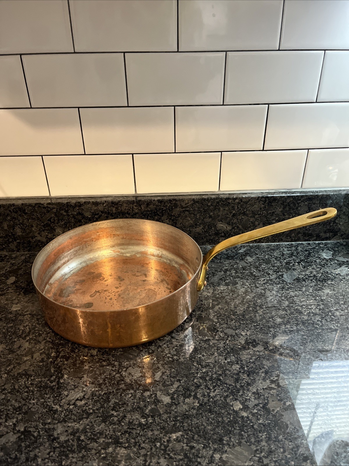 Lamalle Made in France Copper 9.5”Saucepan Saute Fry Pan Bronze Handle Lamalle Made in France Copper 9.5”Saucepan Saute Fry Pan Bronze Handle