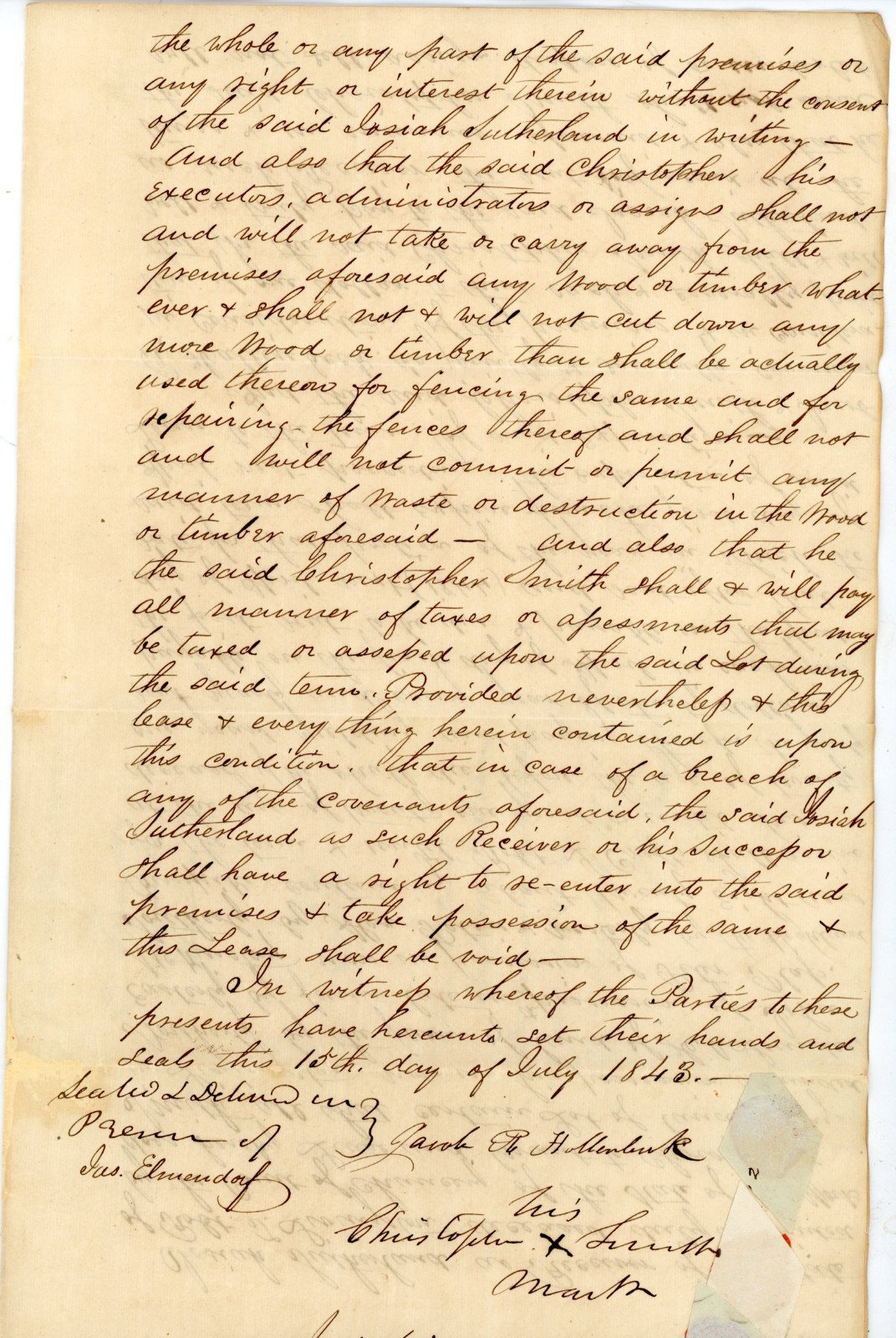 1843 New York Land Lease Deed Livingston NY Signed Christopher Smith Sutherland 1843 New York Land Lease Deed Livingston NY Signed Christopher Smith Sutherland