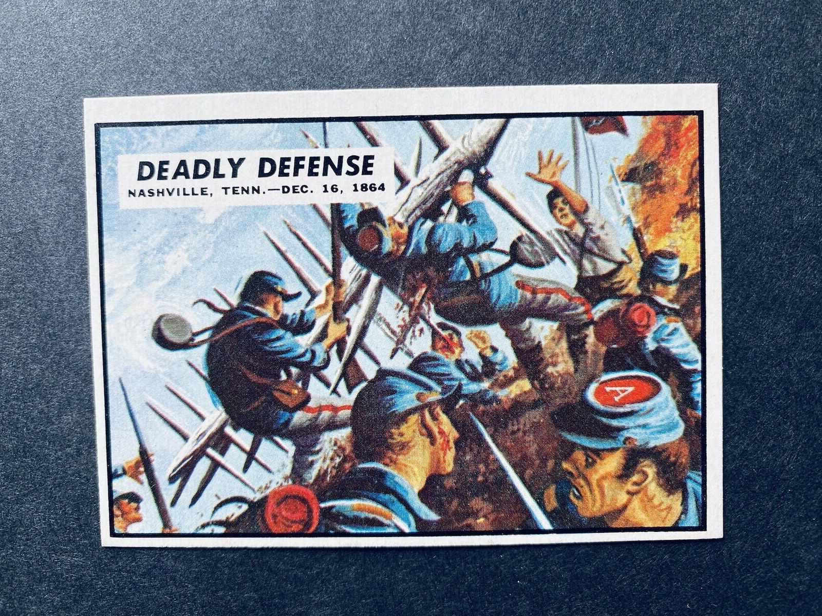 1962 Topps Civil War News Card Deafeating Rebel General in Tears Card #81