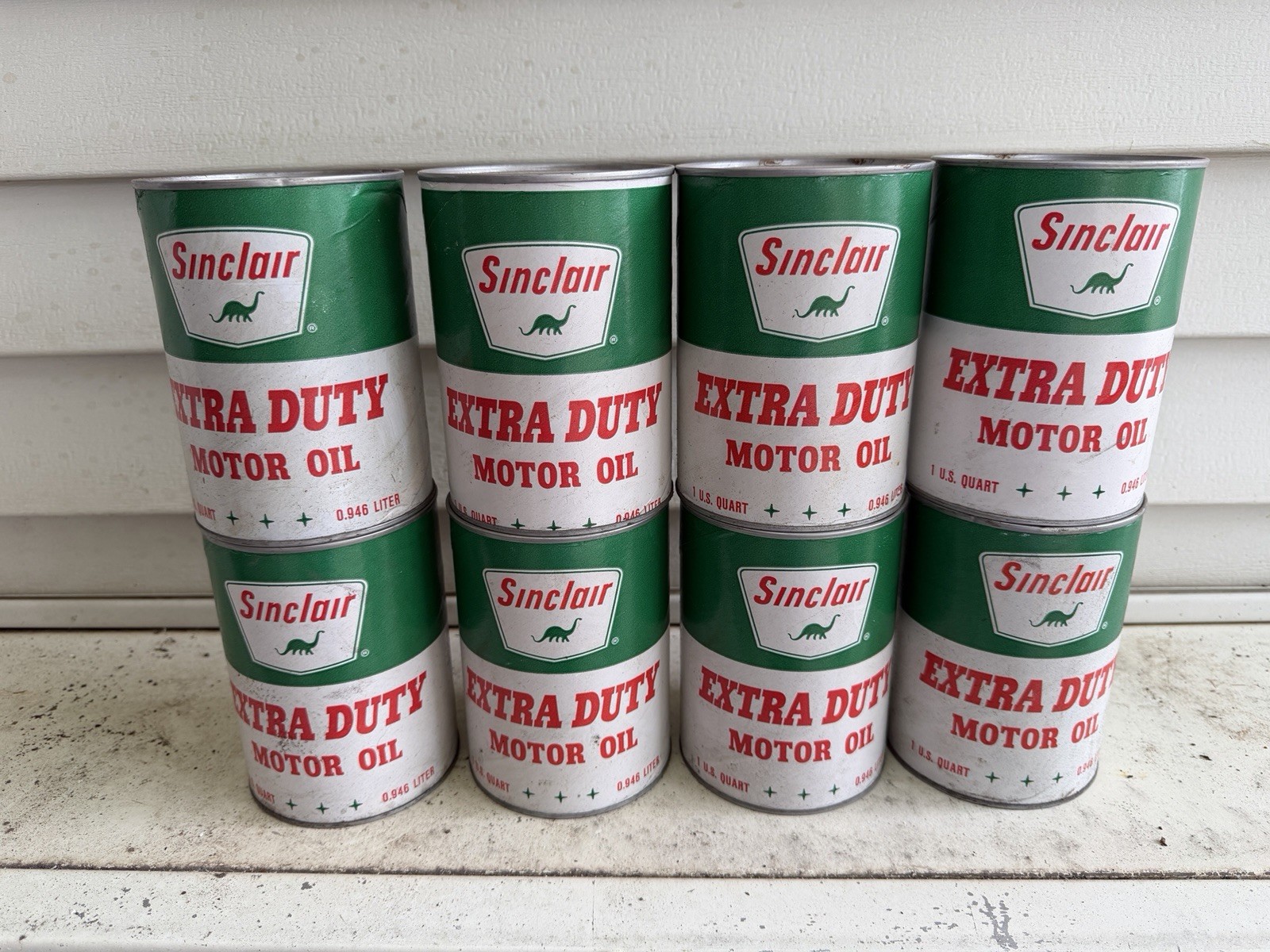 1x Vintage NOS Sinclair Extra Duty Motor Oil Composite Oil Can Dino Sign Graphic