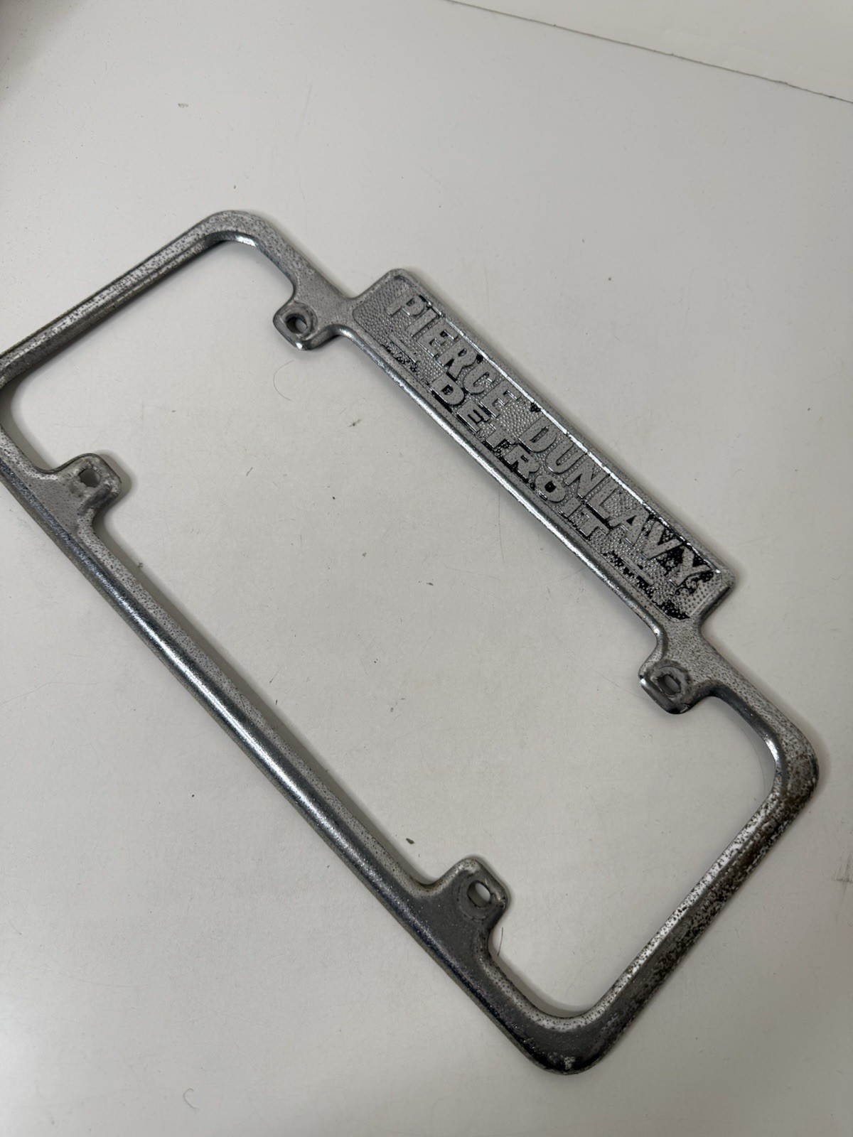 Vintage Pierce Dunlavy DETROIT Dealer License Plate Frame 50s 14 Vintage Pierce Dunlavy DETROIT Dealer License Plate Frame 50s 14