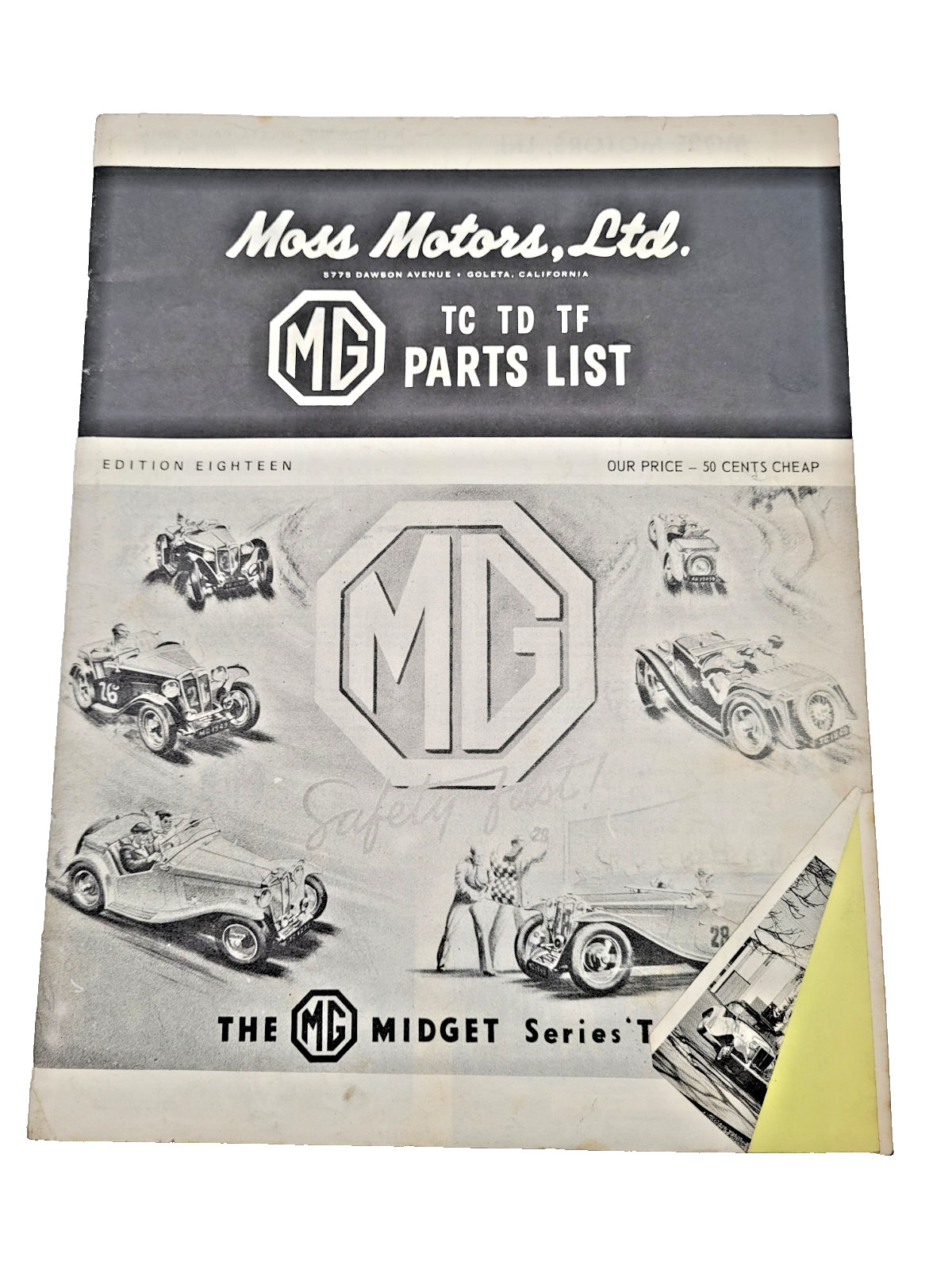 MOSS MOTORS LTD MG Parts List 1970s Edition 18 Midget TC TD TF Catalog Price Lst
