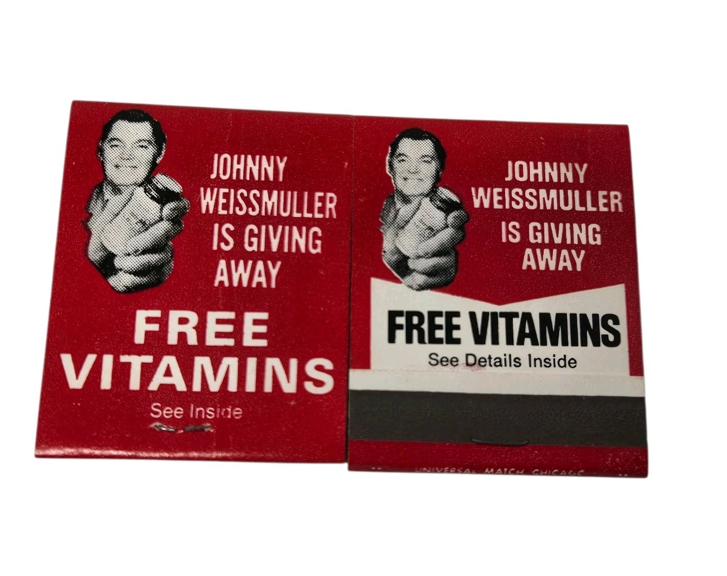 Vintage Johnny Weissmuller Promotional Matchbook Advertising Lot 2 Rare Tarzan Vintage Johnny Weissmuller Promotional Matchbook Advertising Lot 2 Rare Tarzan