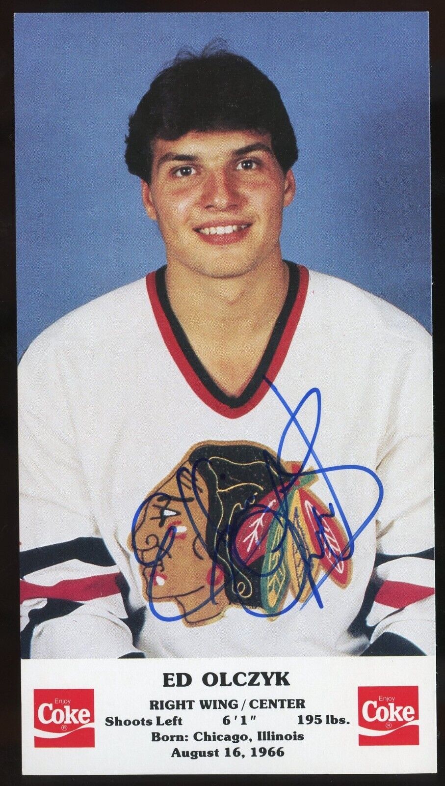 Ed Olczyk signed autograph auto 3.5x6.5 cut Ice Hockey Player BAS Stickered