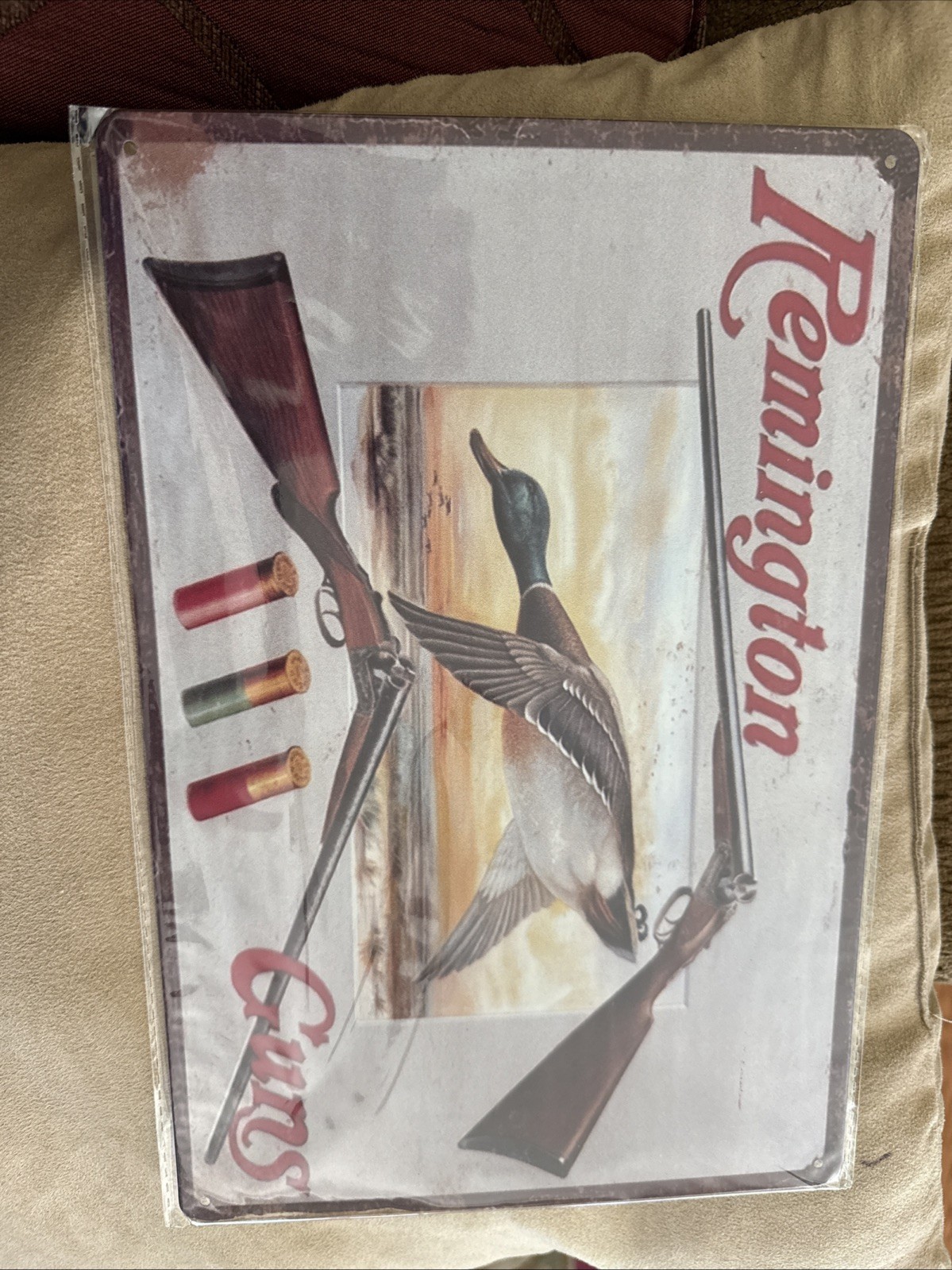“Remington Guns” With Shot Gun Shells Reproduction Metal Tin 8”x12” “Remington Guns” With Shot Gun Shells Reproduction Metal Tin 8”x12”