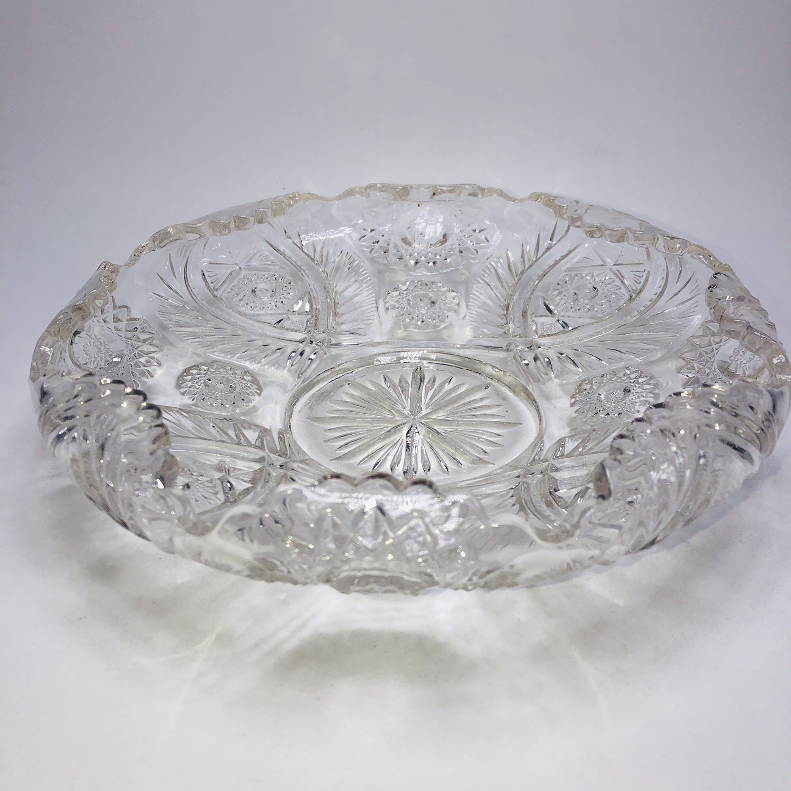 Antique Westmoreland Pressed Glass Atlanta Cupped Candy Bowl Folded Edges #228 Antique Westmoreland Pressed Glass Atlanta Cupped Candy Bowl Folded Edges #228