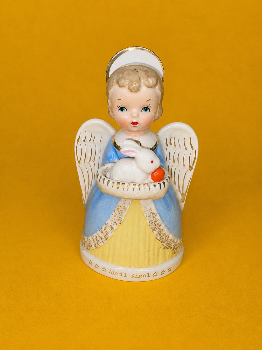 HAPPY EASTER Vtg Cute April Bunny Angel Figurine Planter Napco MCM Kitsch HAPPY EASTER Vtg Cute April Bunny Angel Figurine Planter Napco MCM Kitsch