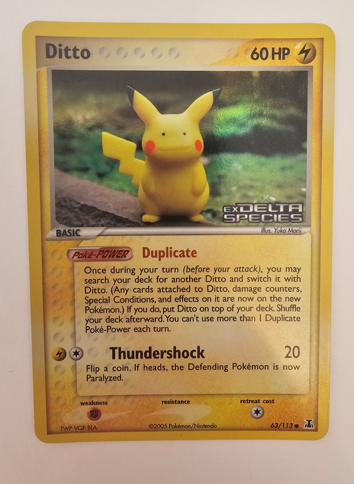 Ditto Pikachu Pokemon Ex Delta Species 63/113 Reverse Holo LP/NM STAMPED
