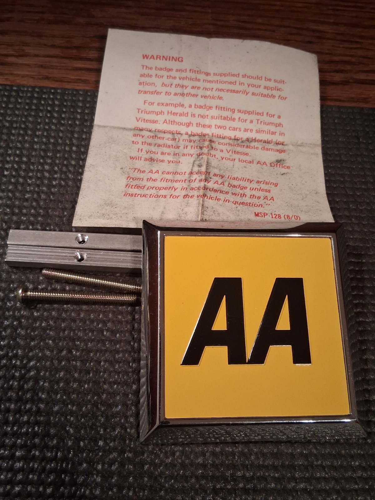 NOS - Vintage AA ( AUTOMOBILE ASSOCIATION ) Car / Bumper Badge with Hardware ‼️ NOS - Vintage AA ( AUTOMOBILE ASSOCIATION ) Car / Bumper Badge with Hardware ‼️