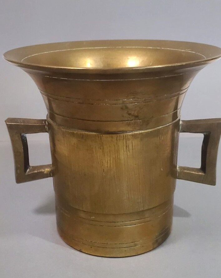 19th Century Solid Brass Mortar 4.5 Inch 19th Century Solid Brass Mortar 4.5 Inch