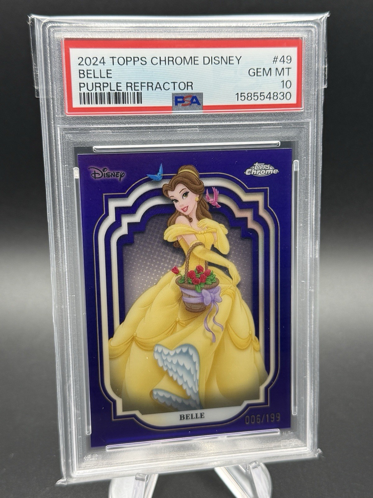 2024 Topps Chrome Disney Belle /199 True Purple Refractor PSA 10 