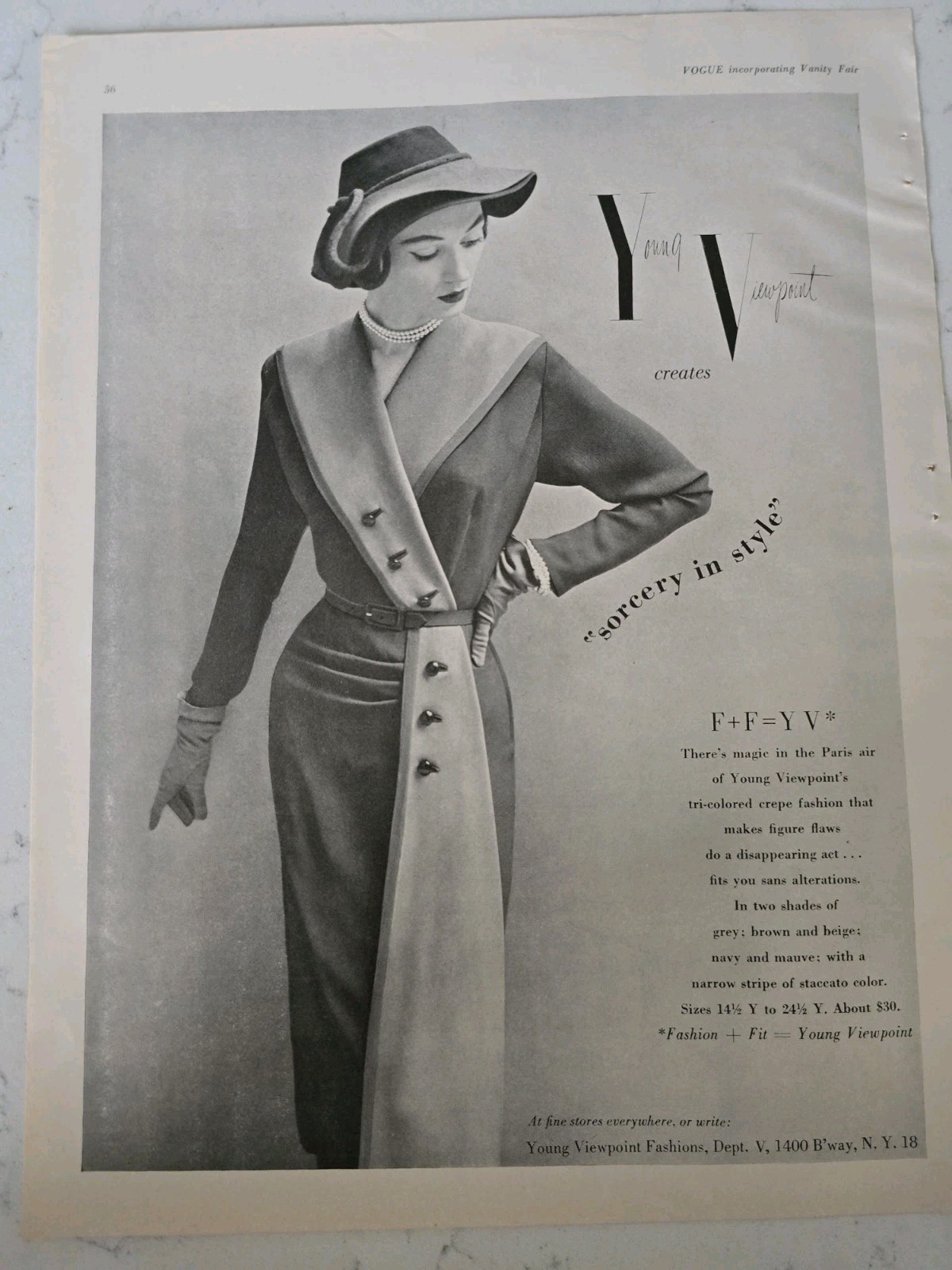 1950 womens Young Viewpoint dress sorcery and style Dovima vintage fashion ad 1950 womens Young Viewpoint dress sorcery and style Dovima vintage fashion ad