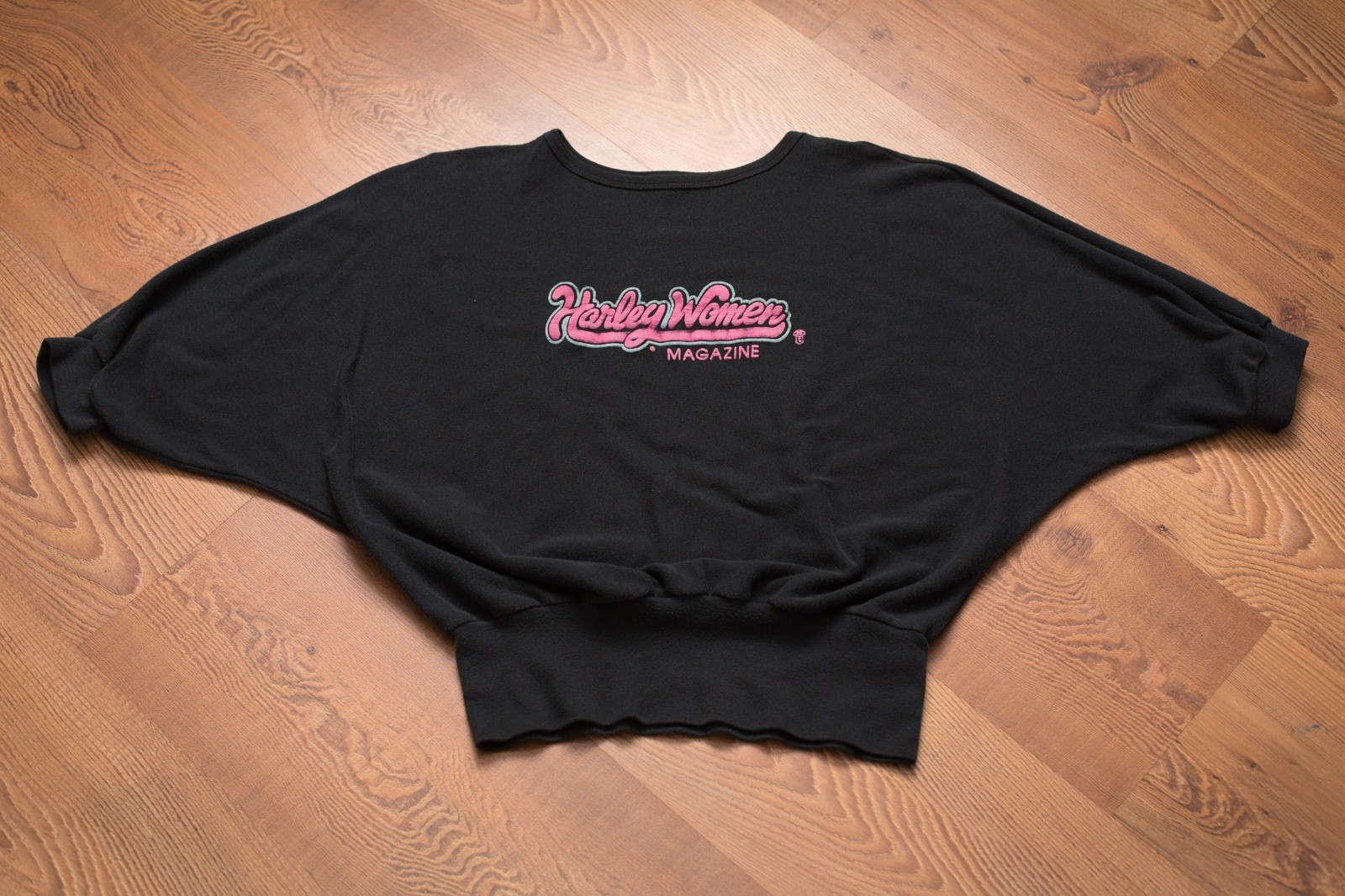 VTG 80s Harley Women Magazine Logo Batwing/Dolman T-Shirt, Davidson Motorcycles