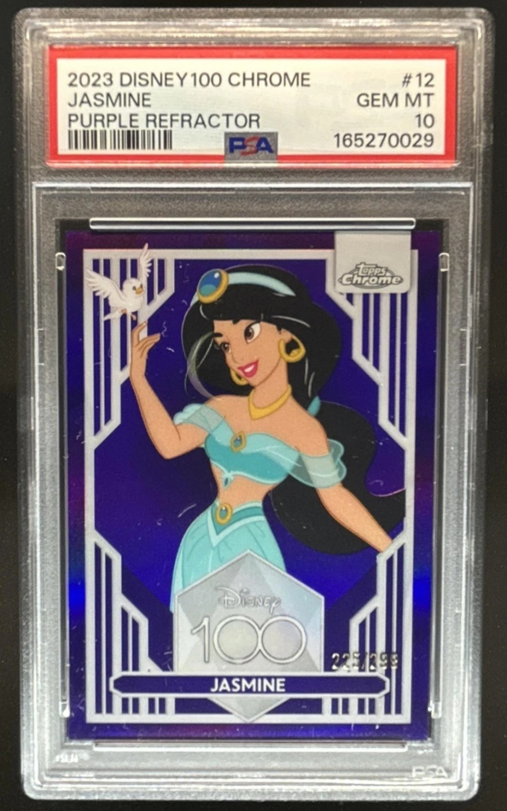 2023 Topps Chrome Disney 100 Jasmine Purple Refractor #/299 PSA 10 GEM MINT 2023 Topps Chrome Disney 100 Jasmine Purple Refractor #/299 PSA 10 GEM MINT