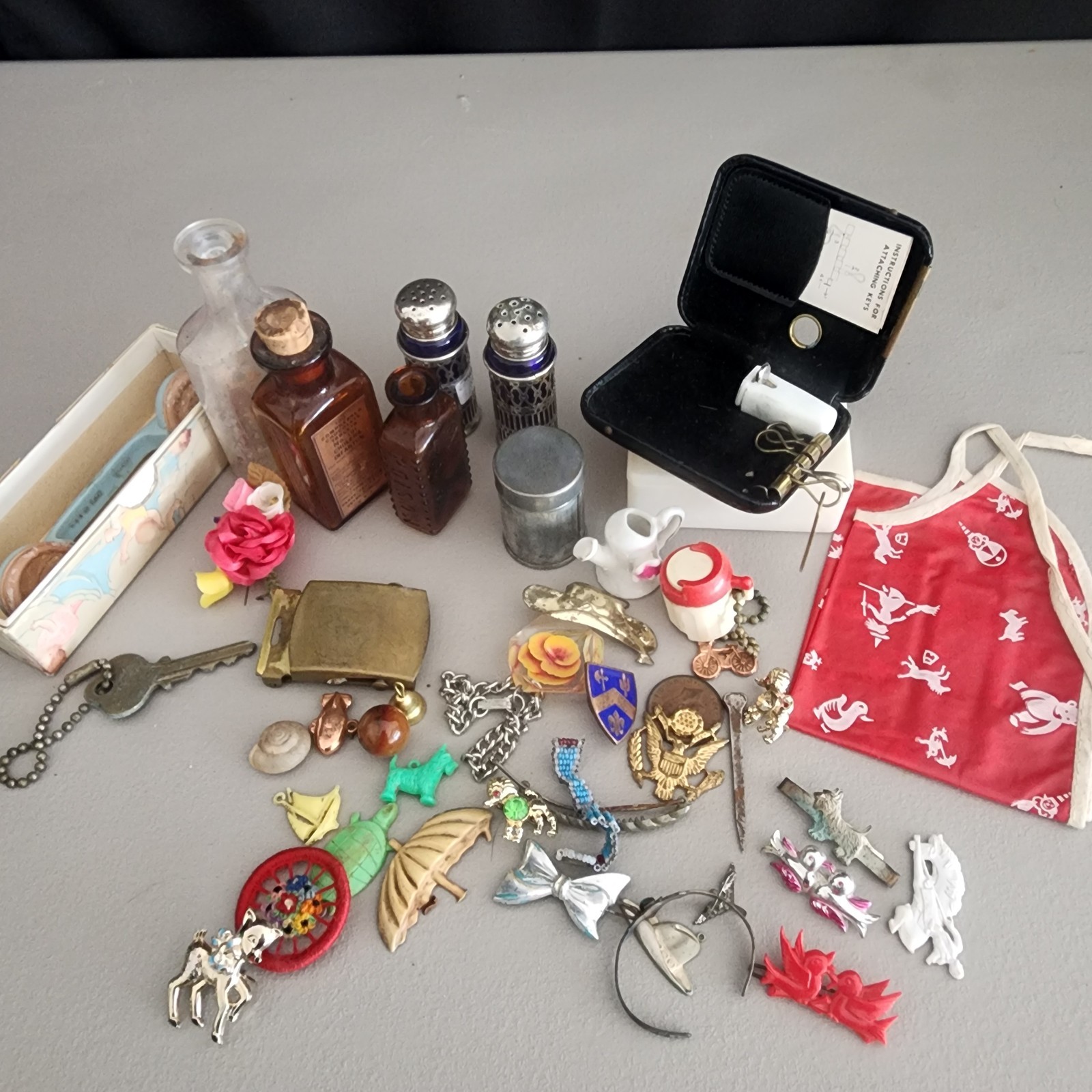 Vintage Estate Junk Drawer Lot: Apothecary, Military & Collectibles Vintage Estate Junk Drawer Lot: Apothecary, Military & Collectibles