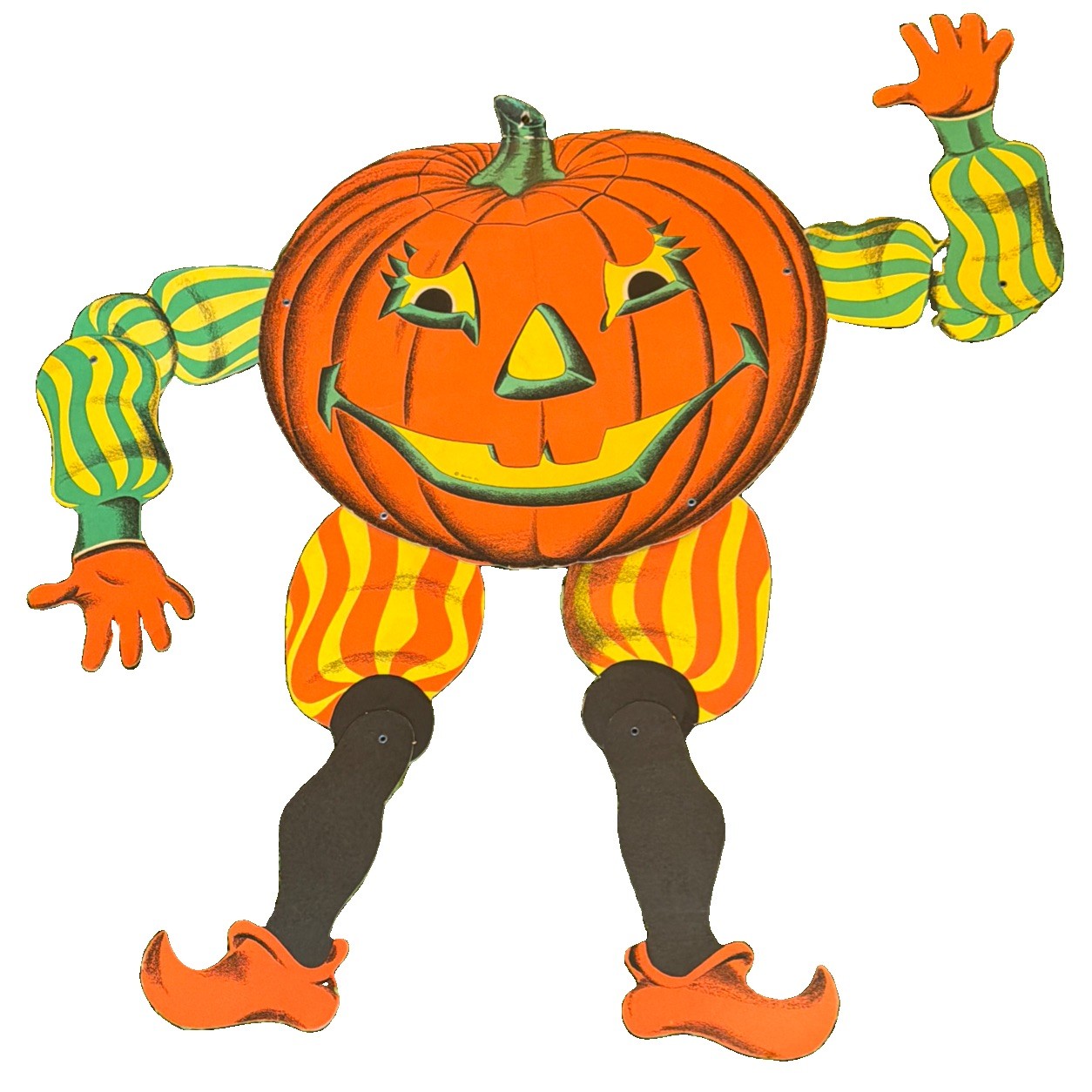 Large Vintage Beistle Jointed Pumpkin Jack O Lantern Halloween Die Cut 1960s 70s Large Vintage Beistle Jointed Pumpkin Jack O Lantern Halloween Die Cut 1960s 70s