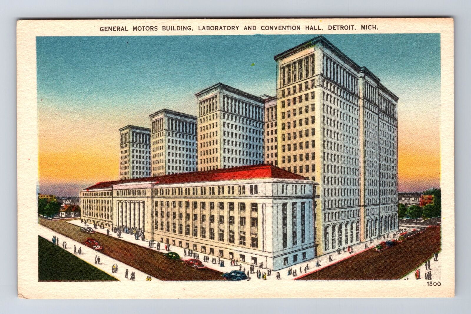 Detroit MI-Michigan, General Motors Building, Vintage Postcard