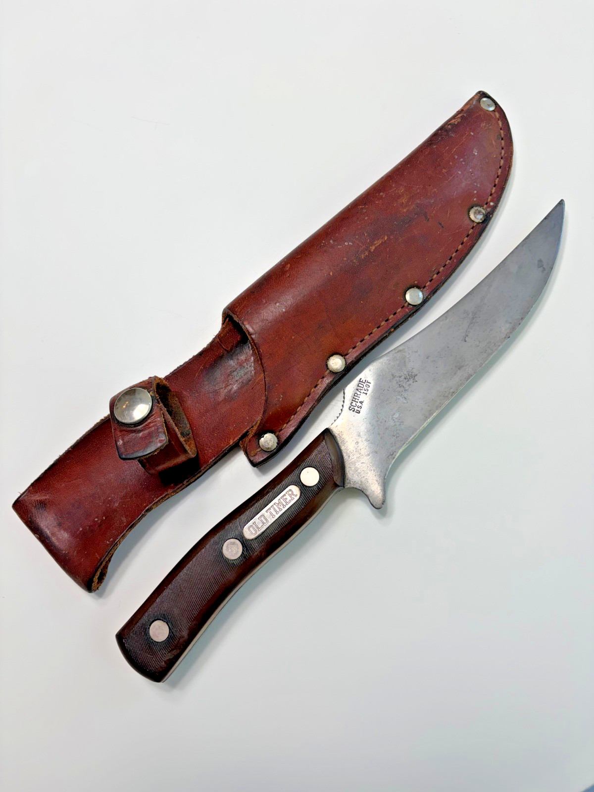 Vintage Schrade Old Timer 150T Fixed Blade Hunting Knife USA w/ Leather Sheath Vintage Schrade Old Timer 150T Fixed Blade Hunting Knife USA w/ Leather Sheath