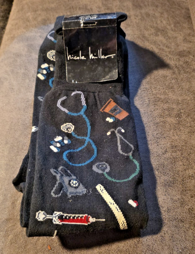 Vintage Metadate Nicole Miller Medical Socks Pharmaceutical Promo Size 10-13