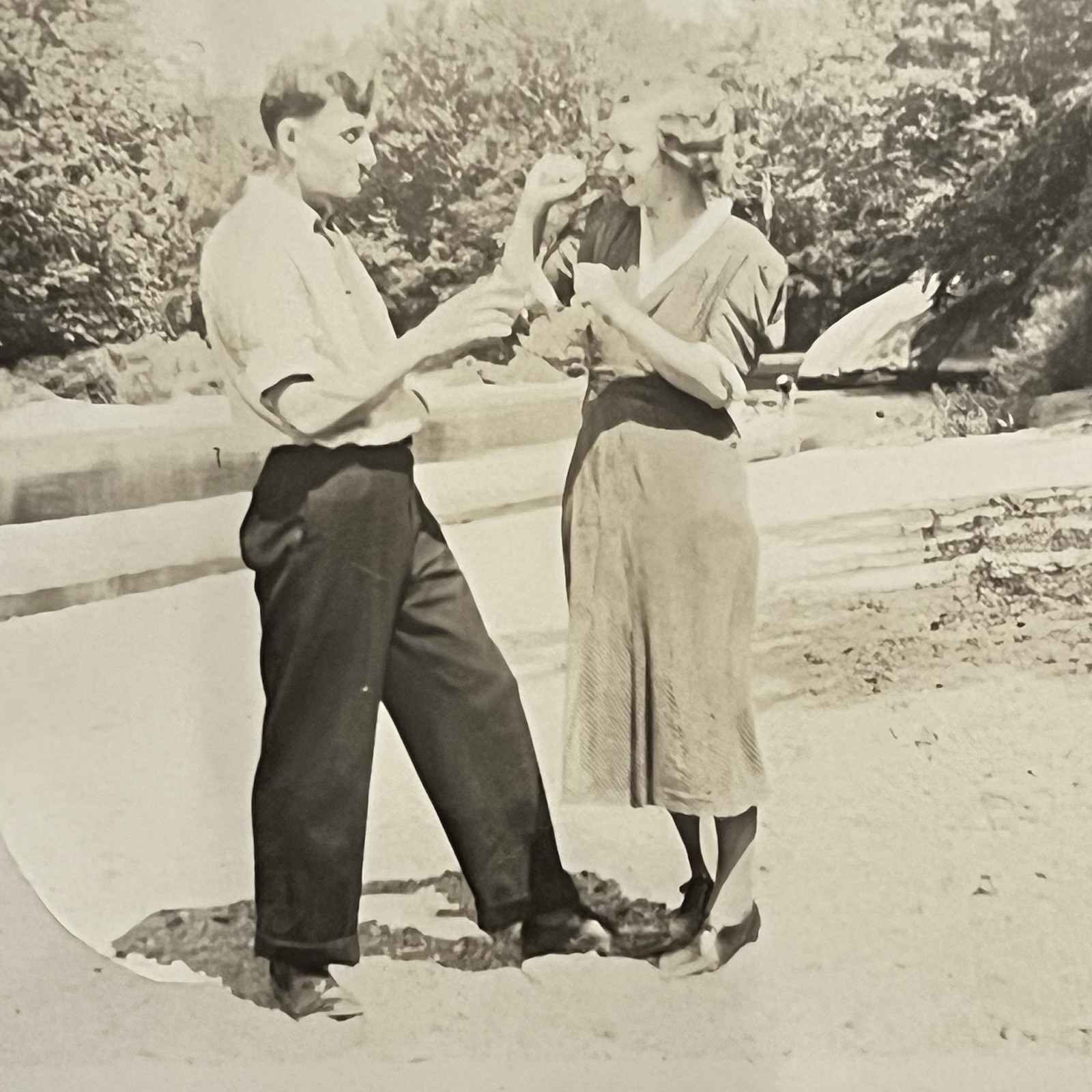 Antique Snapshot Photograph Man & Woman Play Fighting Boxing Odd Silly Fun