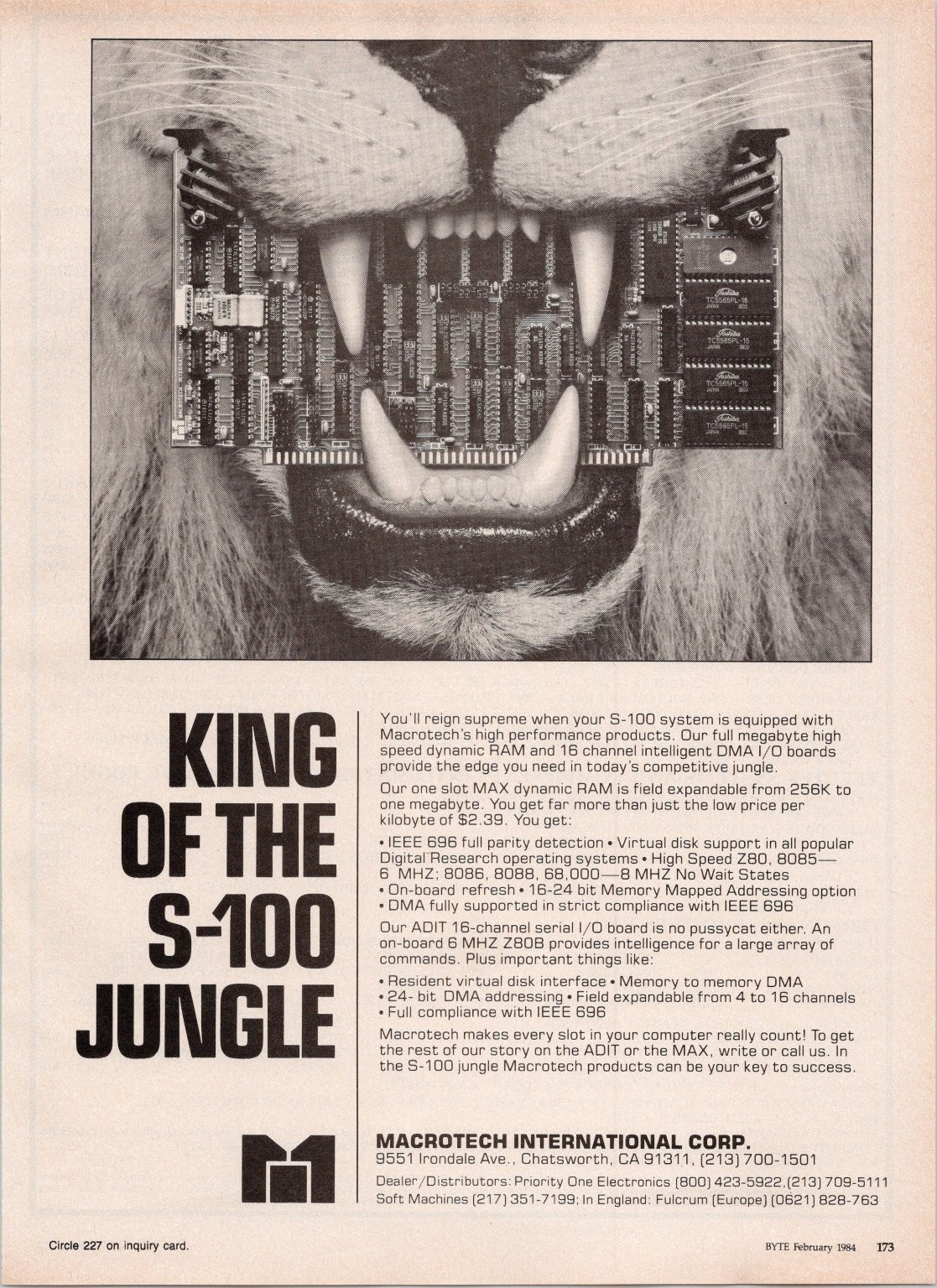 Macrotech S-100 Jungle Vintage 1984 Print Ad Computer RAM I/O Board Macrotech S-100 Jungle Vintage 1984 Print Ad Computer RAM I/O Board
