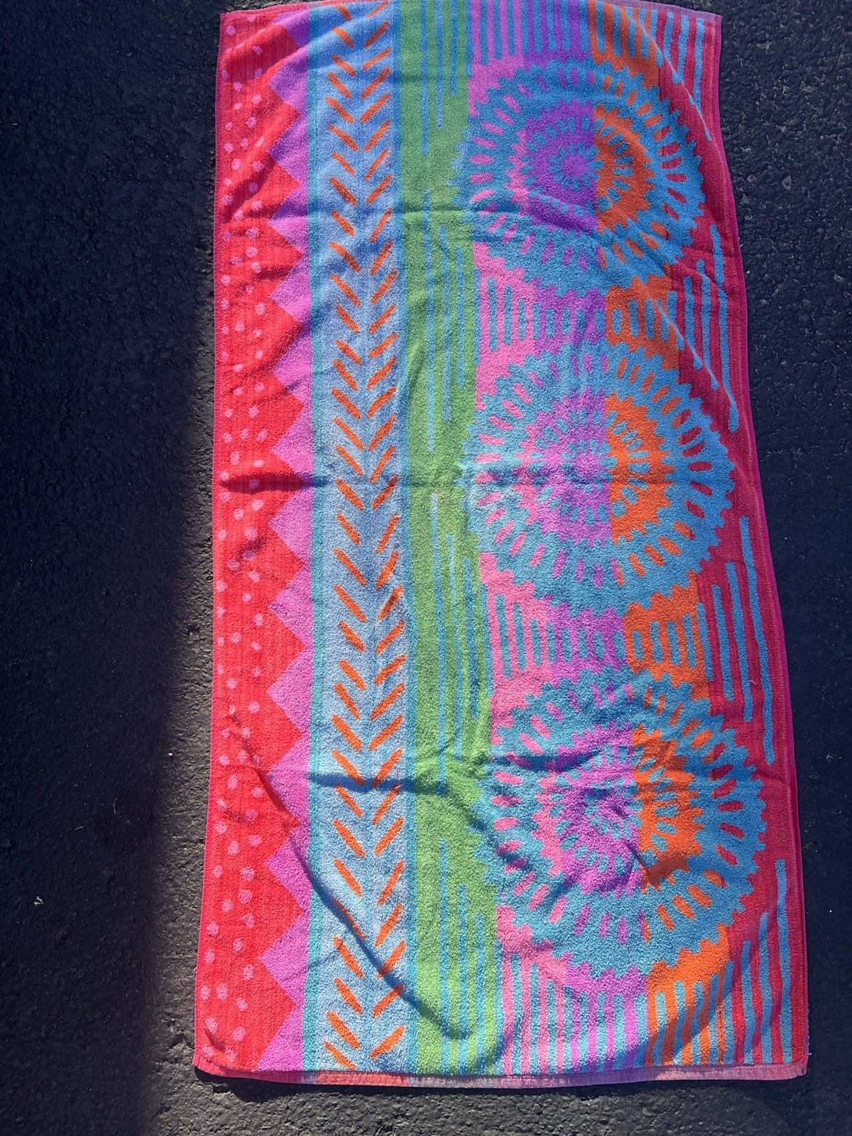 VTG Royal Terry Beach Towel Multicolor Geometric Medallion Boho 55x26 VTG Royal Terry Beach Towel Multicolor Geometric Medallion Boho 55x26