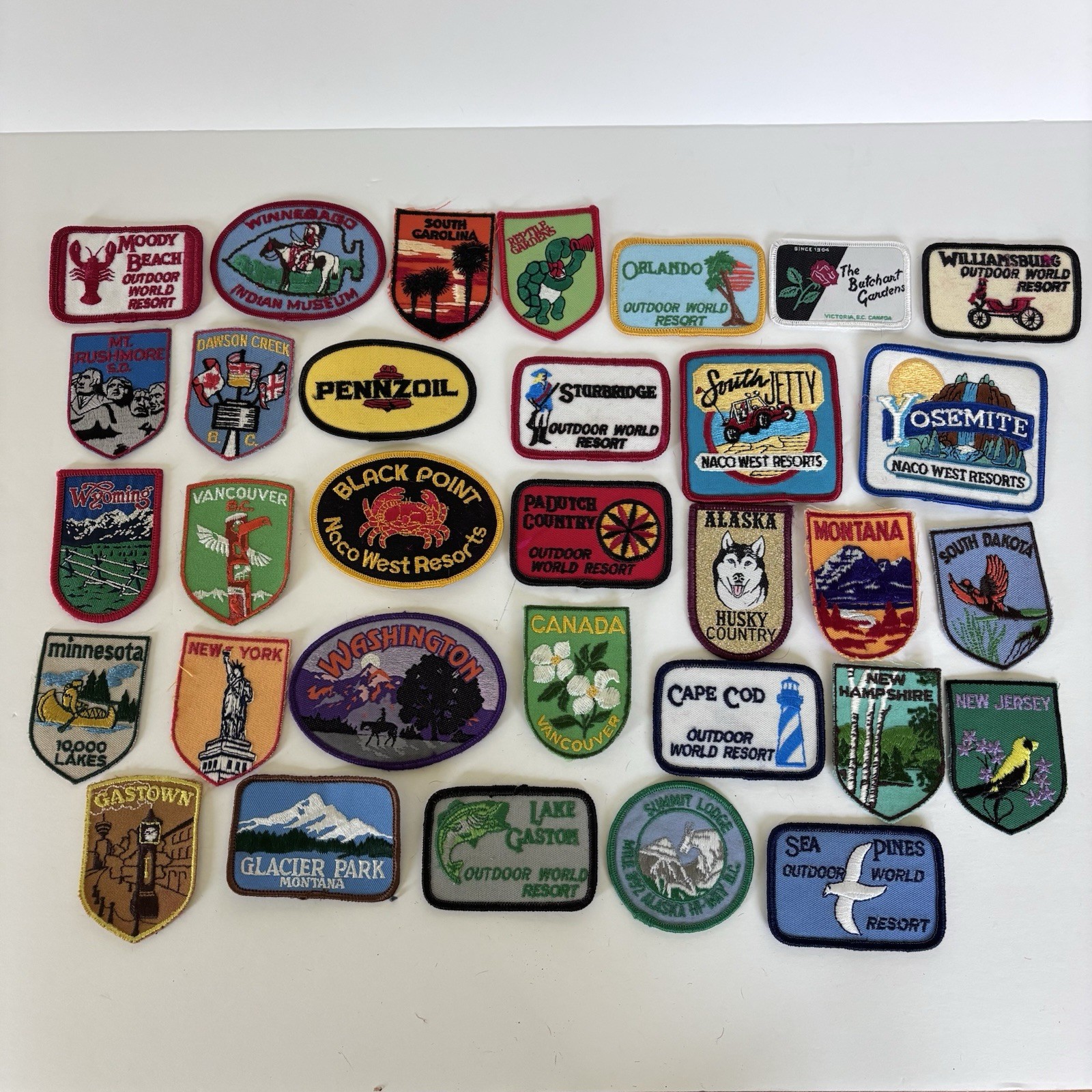 Vintage Lot Of 32 US States National Parks Fabric & US Places Souvenir Patches Vintage Lot Of 32 US States National Parks Fabric & US Places Souvenir Patches