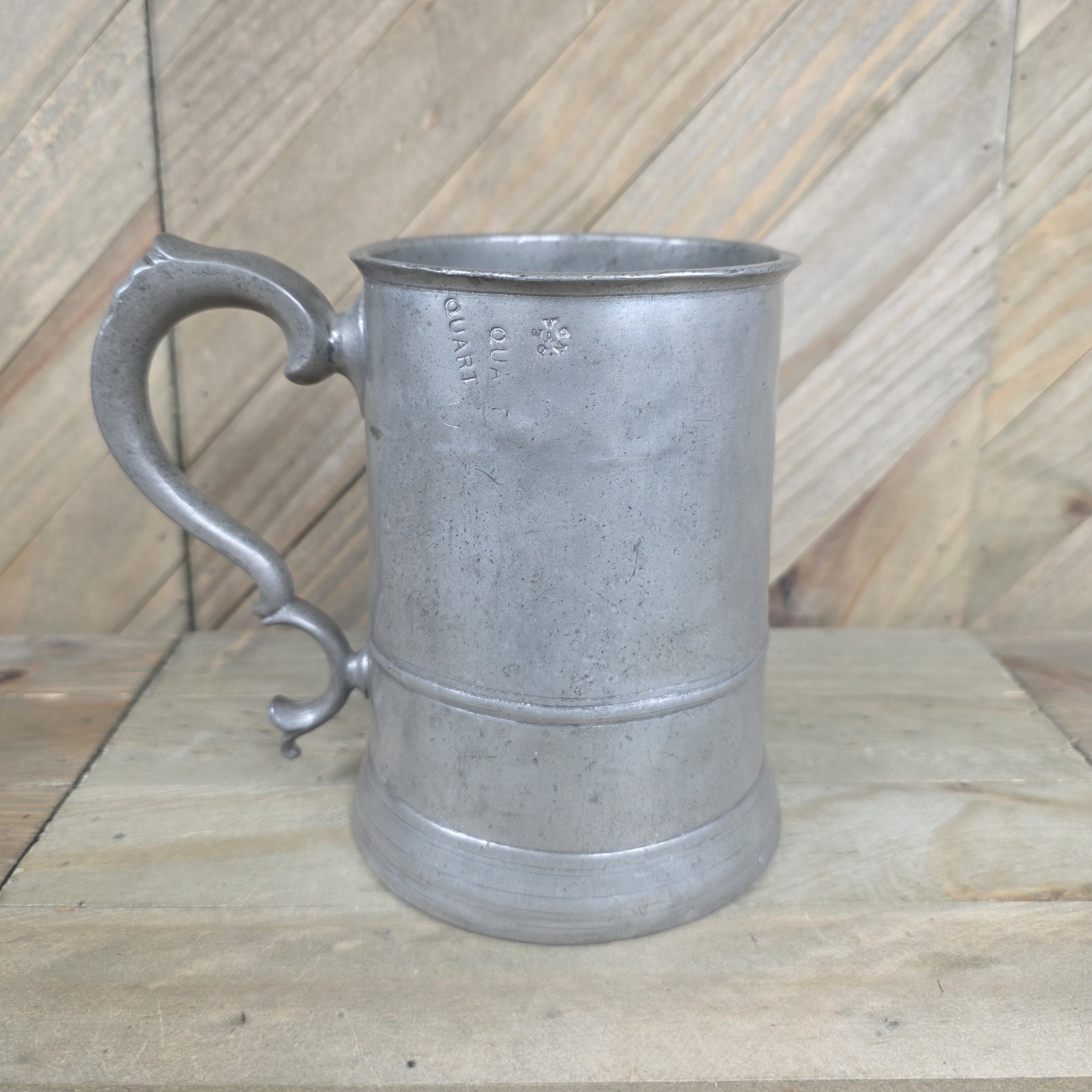 Antique 19th Century English Pewter Tankard 1 Quart Pub Stein Antique 19th Century English Pewter Tankard 1 Quart Pub Stein