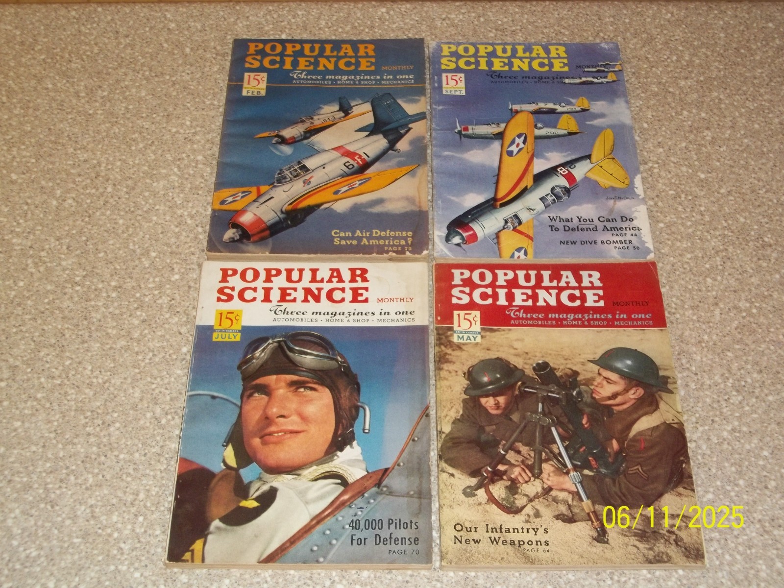 Lot of 4 War Time Popular Science Monthly Magazines All 1941 WWII Themed Books Lot of 4 War Time Popular Science Monthly Magazines All 1941 WWII Themed Books
