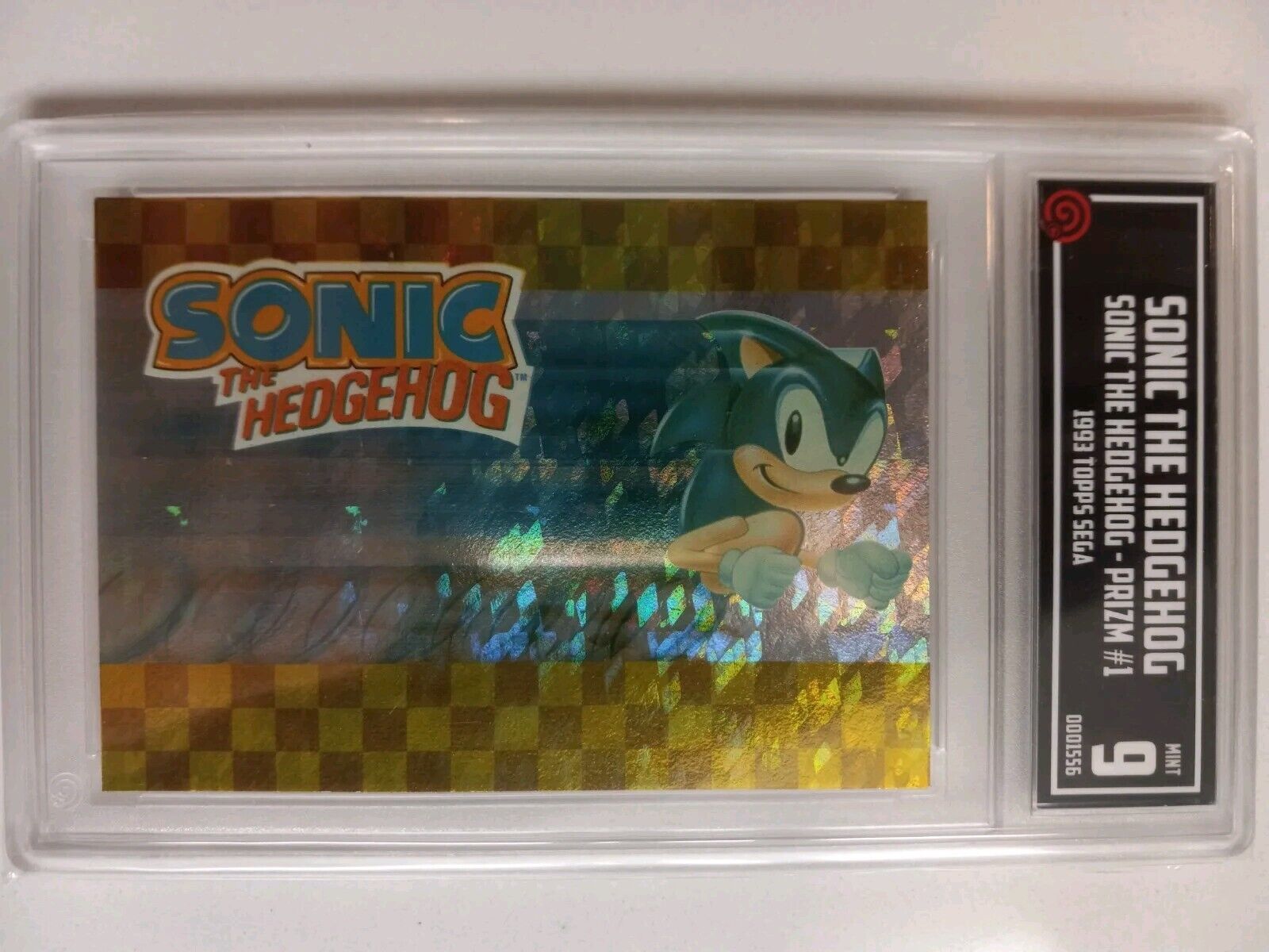 1993 Topps Sonic The Hedgehog #1 of 6 PRISM Graded 9 Mint TCCG QR pull Sega PSA