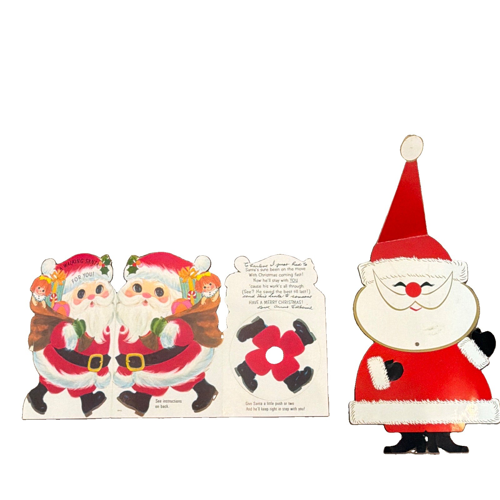 Vintage 1970s Christmas Santa Claus Lot Jointed 15” Decor & Walking Novelty Card Vintage 1970s Christmas Santa Claus Lot Jointed 15” Decor & Walking Novelty Card