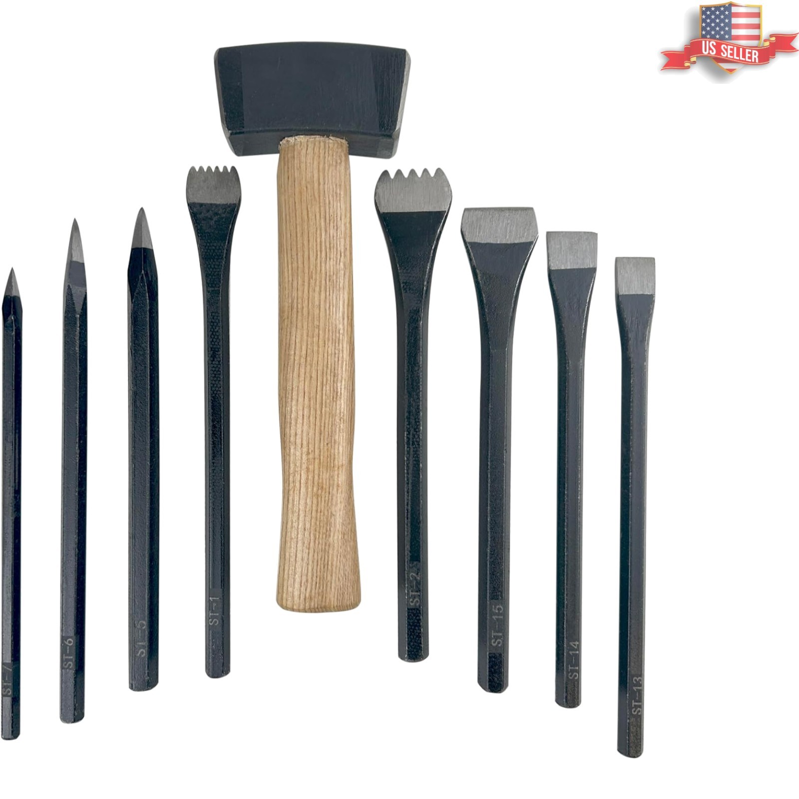 Versatile 9-Piece Stone Carving Kit Featuring Steel Tools and Storage Pouch