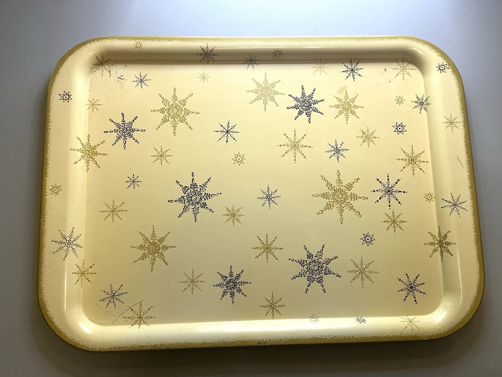 Serving Tray Metal 1950s MCM Atomic Retro Starburst Snowflake Barware TV Decor Serving Tray Metal 1950s MCM Atomic Retro Starburst Snowflake Barware TV Decor