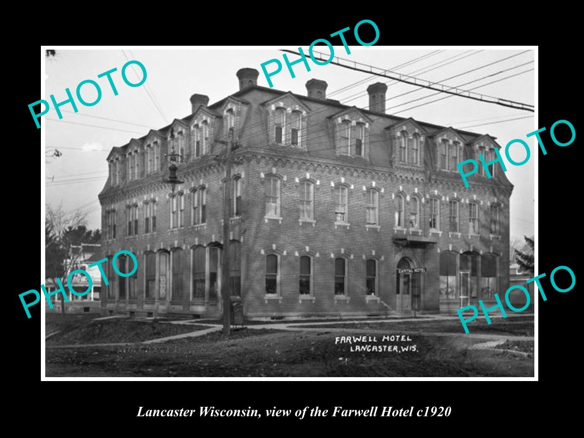 Lancaster Wisconsin View Of The Farwell Hotel c1920 Old Large Historic Photo Lancaster Wisconsin View Of The Farwell Hotel c1920 Old Large Historic Photo
