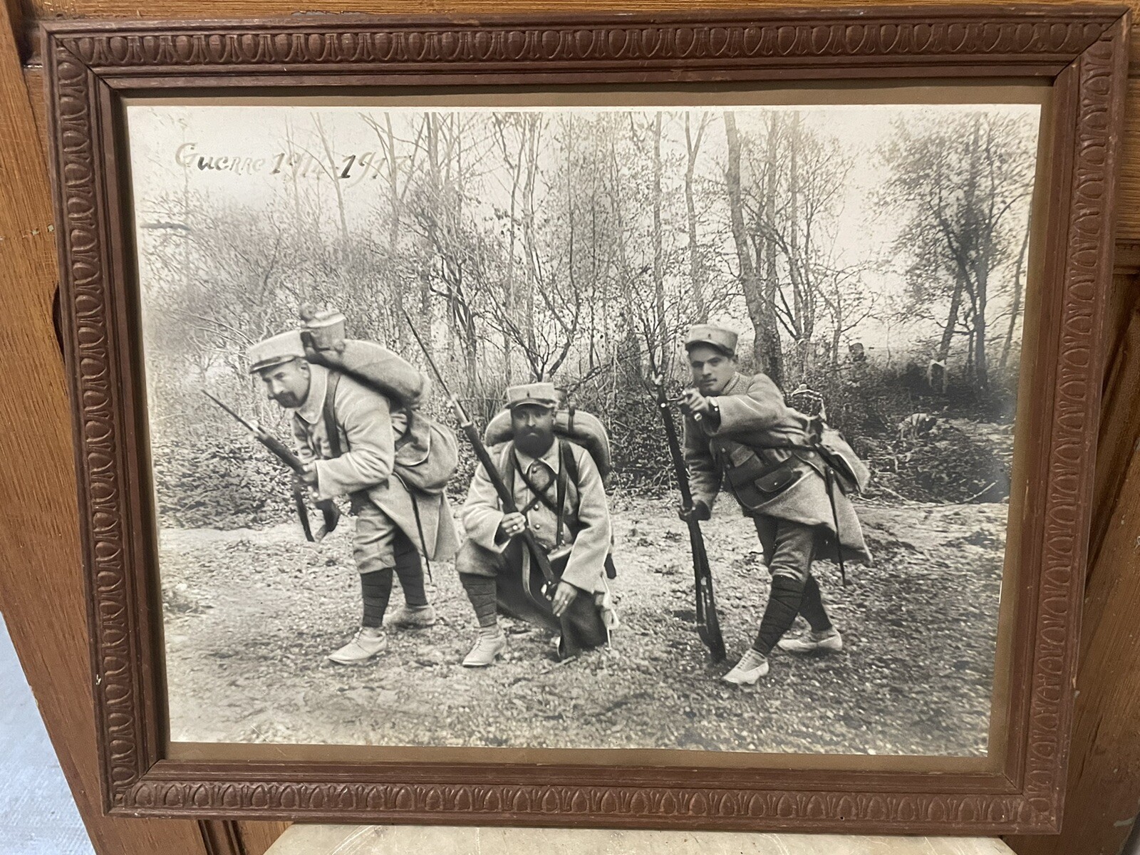 Antique Photograph Hairy Soldier 14-18 WW1 War Trench Photo
