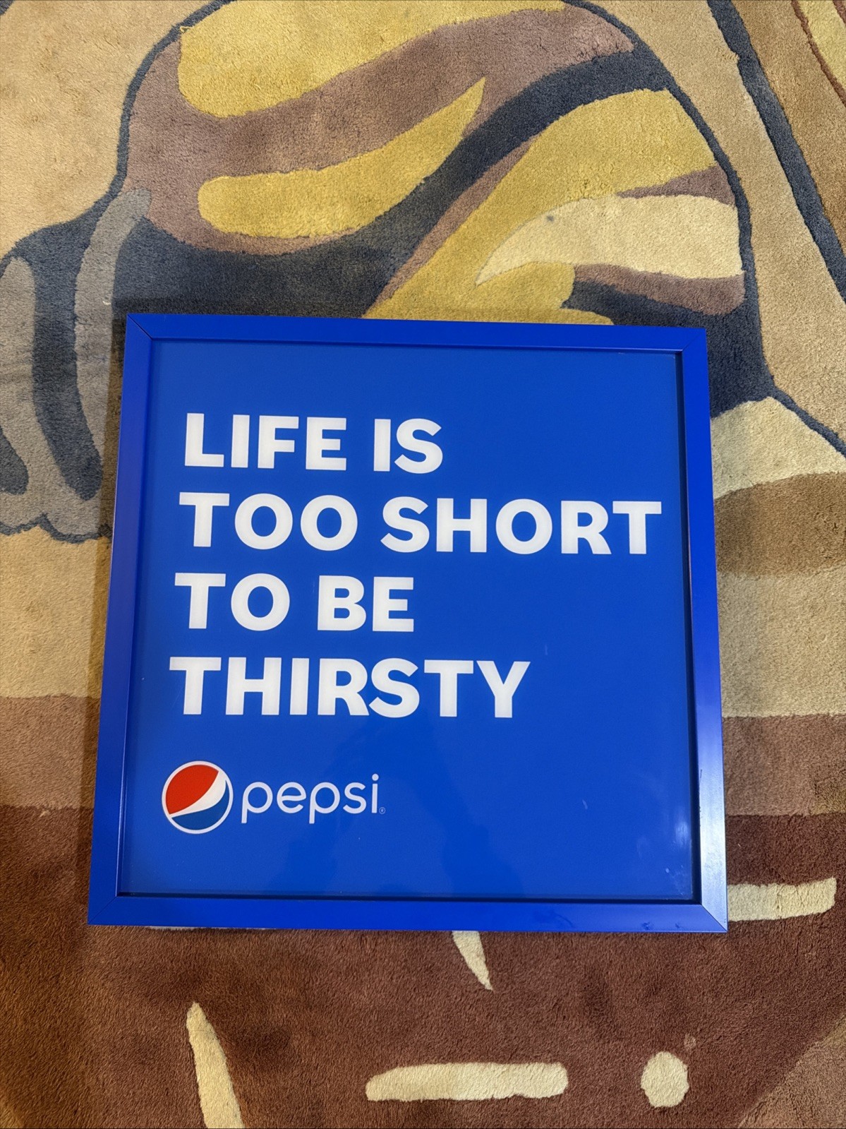 Light-Up Pepsi Sign “Life Is Too Short To be Thirsty” 18x18
