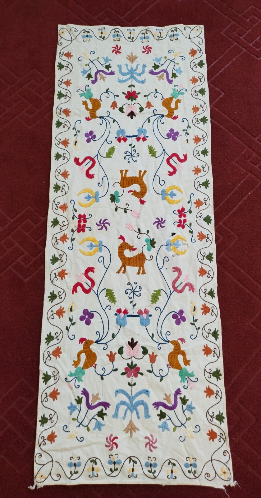 vintage silk embroidery textile panel needlework fabric floral item818 vintage silk embroidery textile panel needlework fabric floral item818