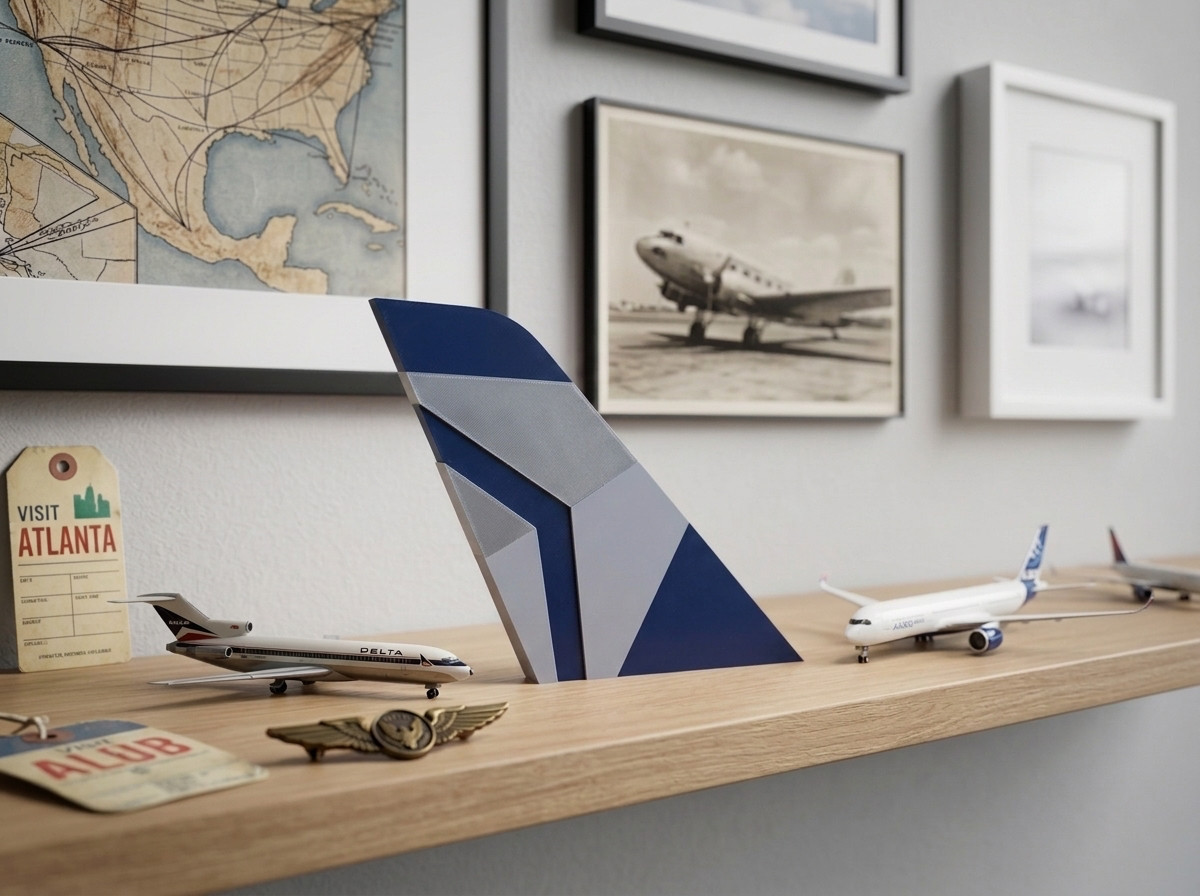 Delta Air Lines 100th Anniversary Tail Fin – 3D Printed Wall, Desk & Shelf Sign