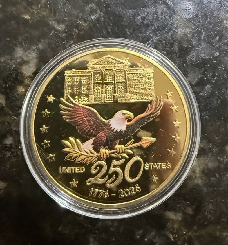 2026 USA 250th Anniversary Challenge Coin Replica 1776-2026 w/ Display Case 2026 USA 250th Anniversary Challenge Coin Replica 1776-2026 w/ Display Case