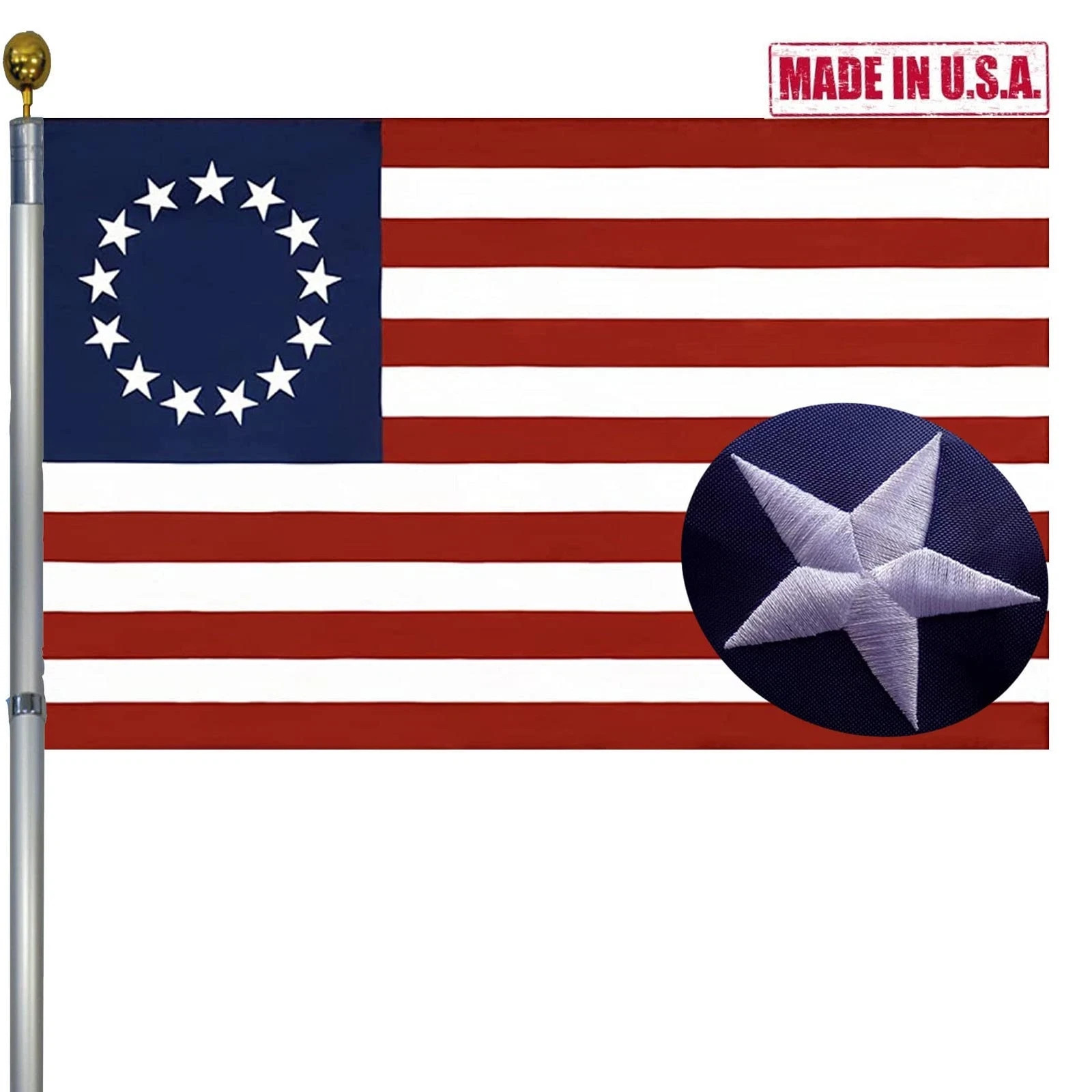 Embroidered Betsy Ross USA Flags 3x5 Outdoor US United States 13 Colonies Bet... Embroidered Betsy Ross USA Flags 3x5 Outdoor US United States 13 Colonies Bet...