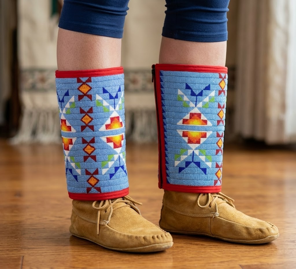 Handmade Beaded Leather Leggings For Woman for Powwow (Duty paid)