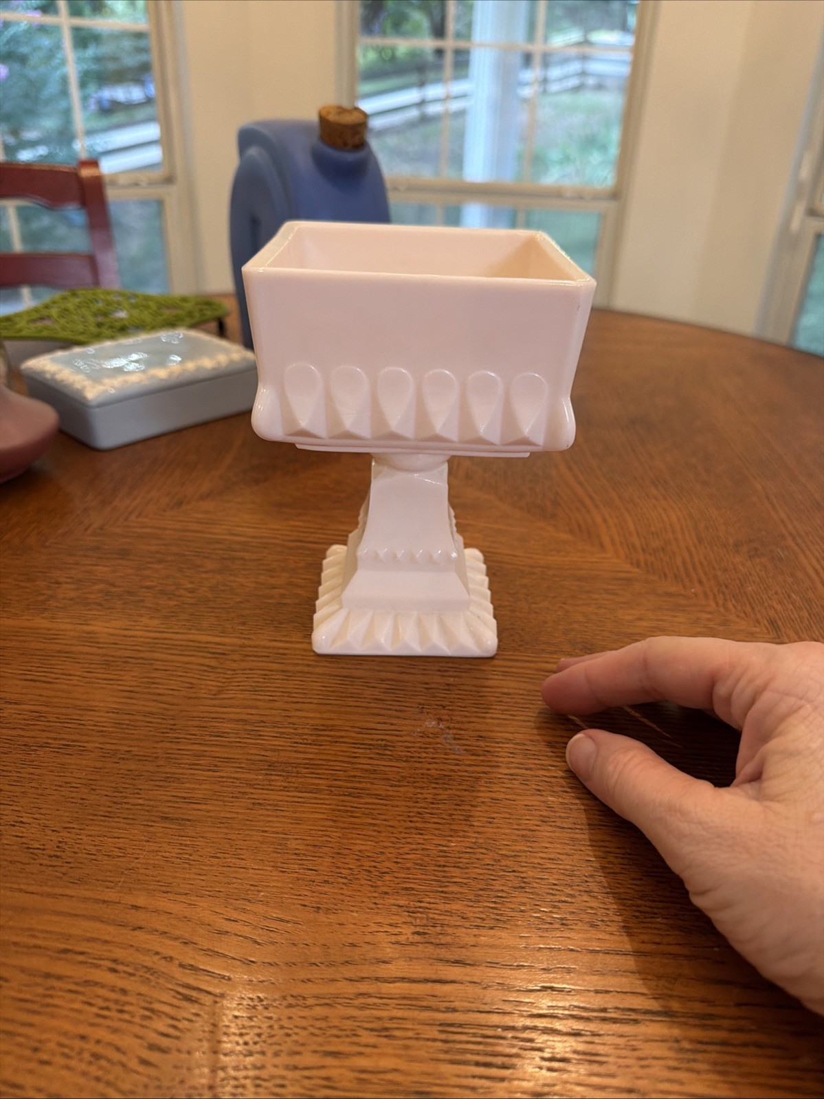Westmoreland Pink Milk Glass Candy Dish Pedestal Westmoreland Pink Milk Glass Candy Dish Pedestal