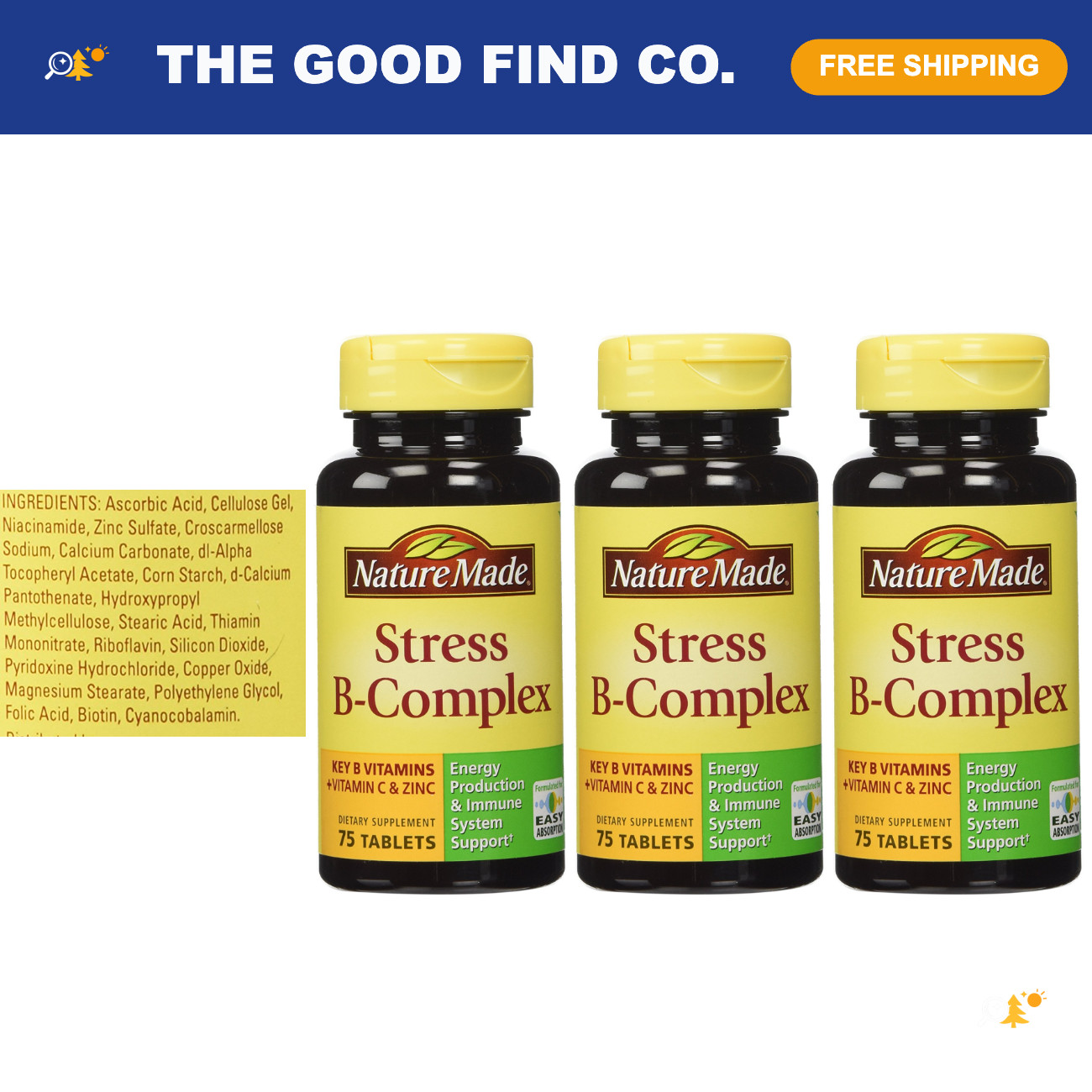 Nature Made Stress B Complex W Zinc Size 75ct (Pack of 3) 225 ct Total Nature Made Stress B Complex W Zinc Size 75ct (Pack of 3) 225 ct Total