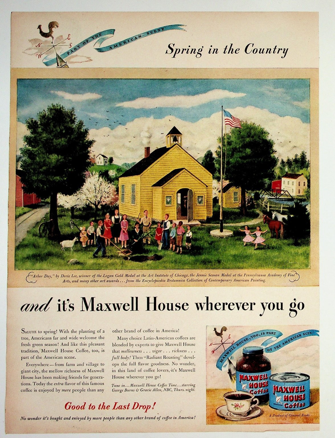 Doris Lee Arbor Day Maxwell House Coffee Ad 1940s Vintage Magazine Print Art Doris Lee Arbor Day Maxwell House Coffee Ad 1940s Vintage Magazine Print Art