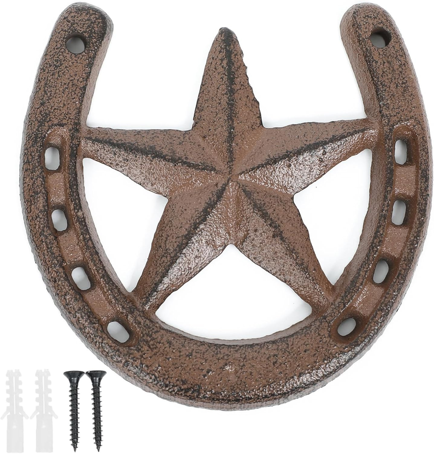 Cast Iron Horseshoe with Star Wall Decor, Vintage Metal Horseshoe Cast Cast Iron Horseshoe with Star Wall Decor, Vintage Metal Horseshoe Cast