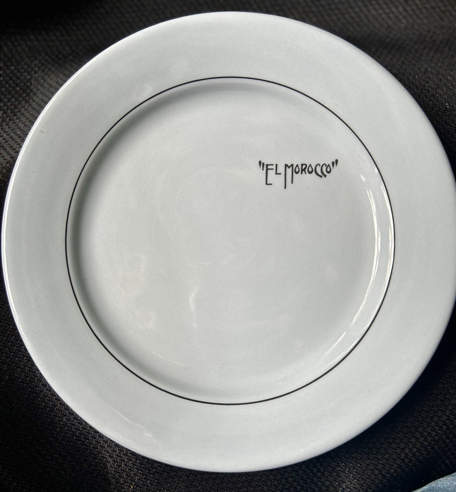 Vintage “El Morocco” Nightclub 9.5” Blue Dinner Plate - Lune Ware Buffalo China Vintage “El Morocco” Nightclub 9.5” Blue Dinner Plate - Lune Ware Buffalo China