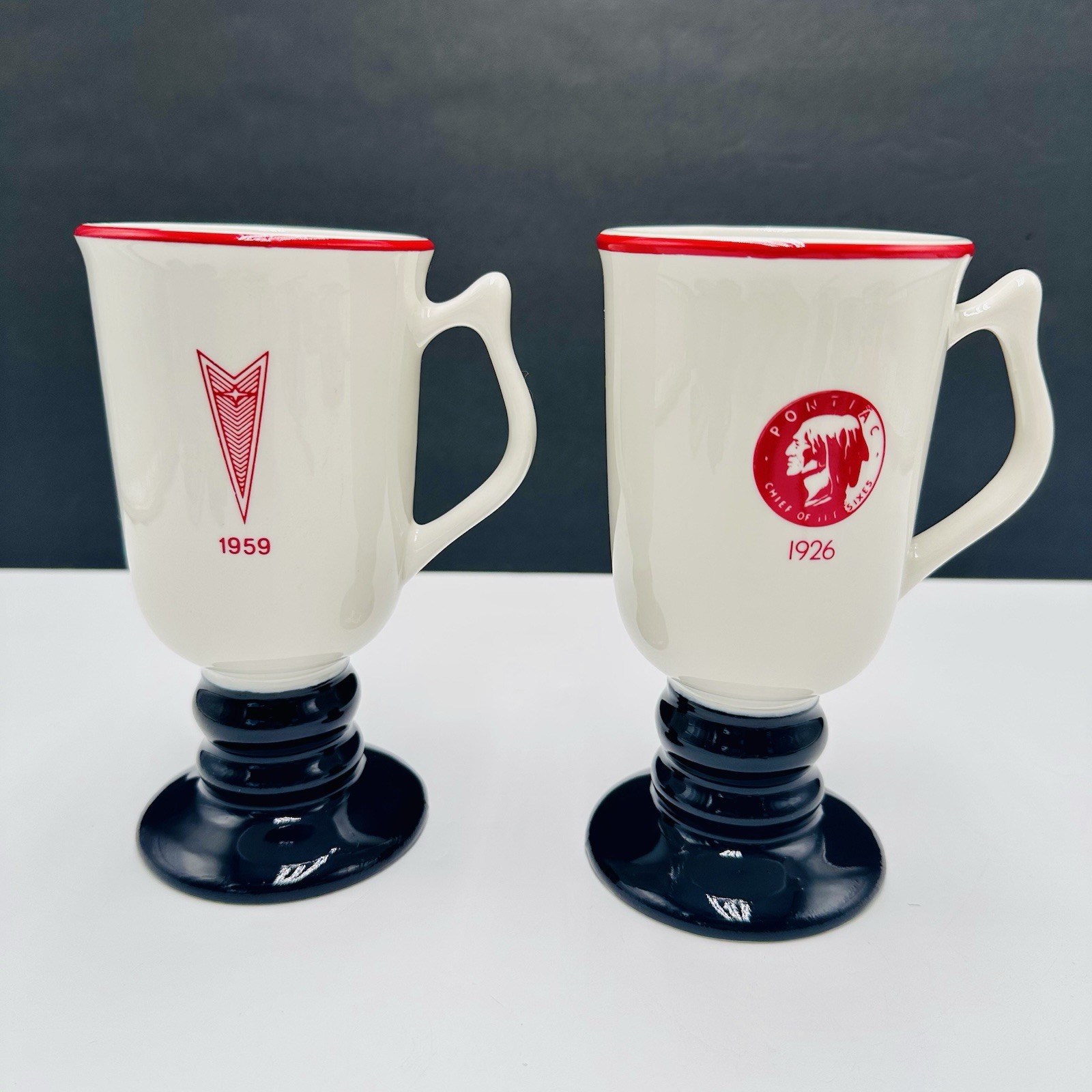 Vintage Set of 2 Buntingware Pontiac Emblem Hall Coffee Mugs Cups Vintage Set of 2 Buntingware Pontiac Emblem Hall Coffee Mugs Cups