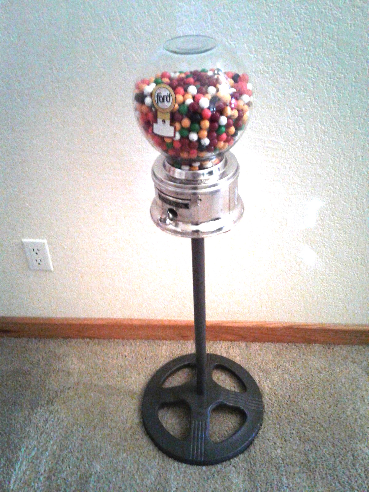 Gumball Machine, Vintage Ford Machine with Original Stand, Lock & Key Gumball Machine, Vintage Ford Machine with Original Stand, Lock & Key