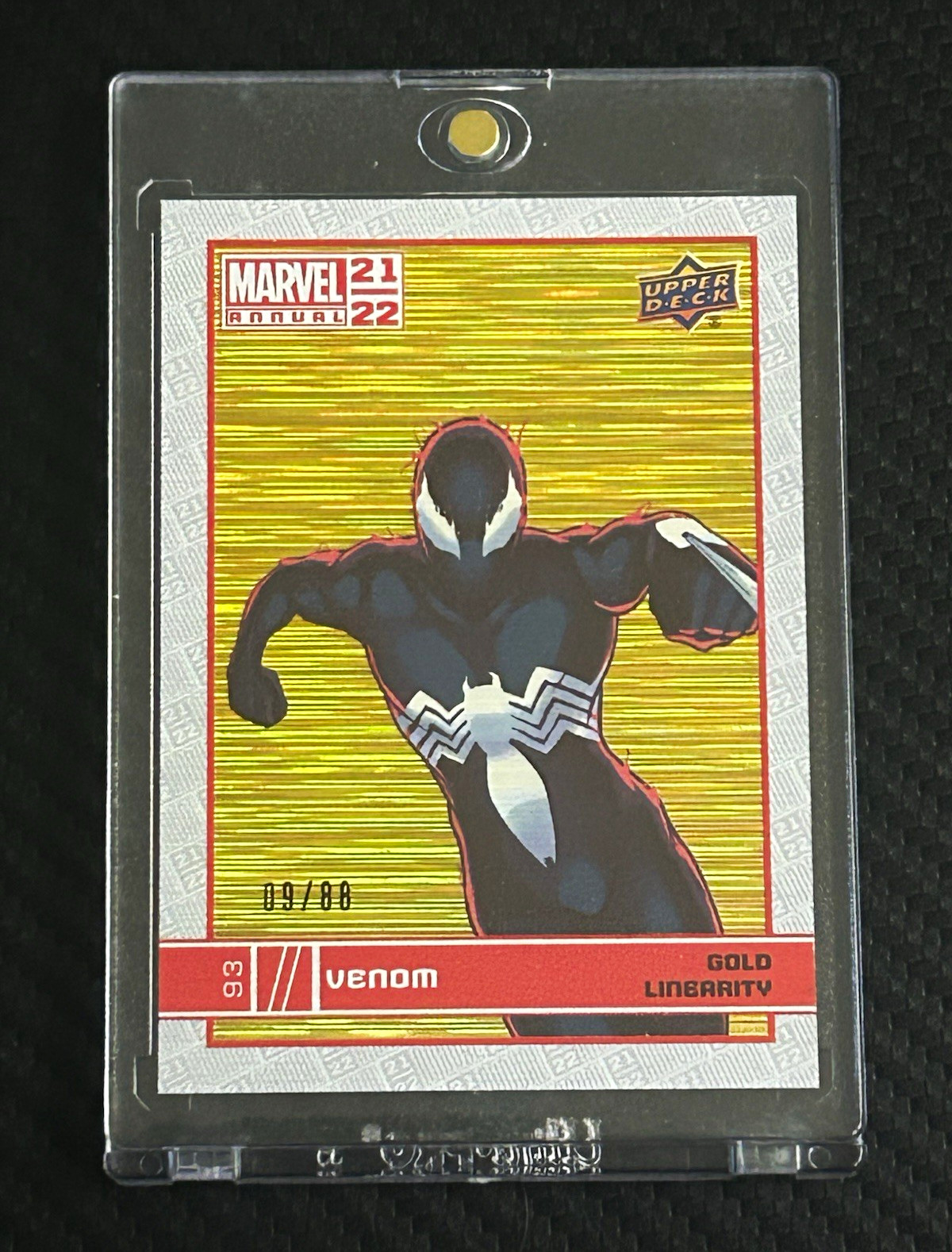 2021-22 Upper Deck Marvel Annual #93 Venom Gold Linearity # 09/88 SP 2021-22 Upper Deck Marvel Annual #93 Venom Gold Linearity # 09/88 SP